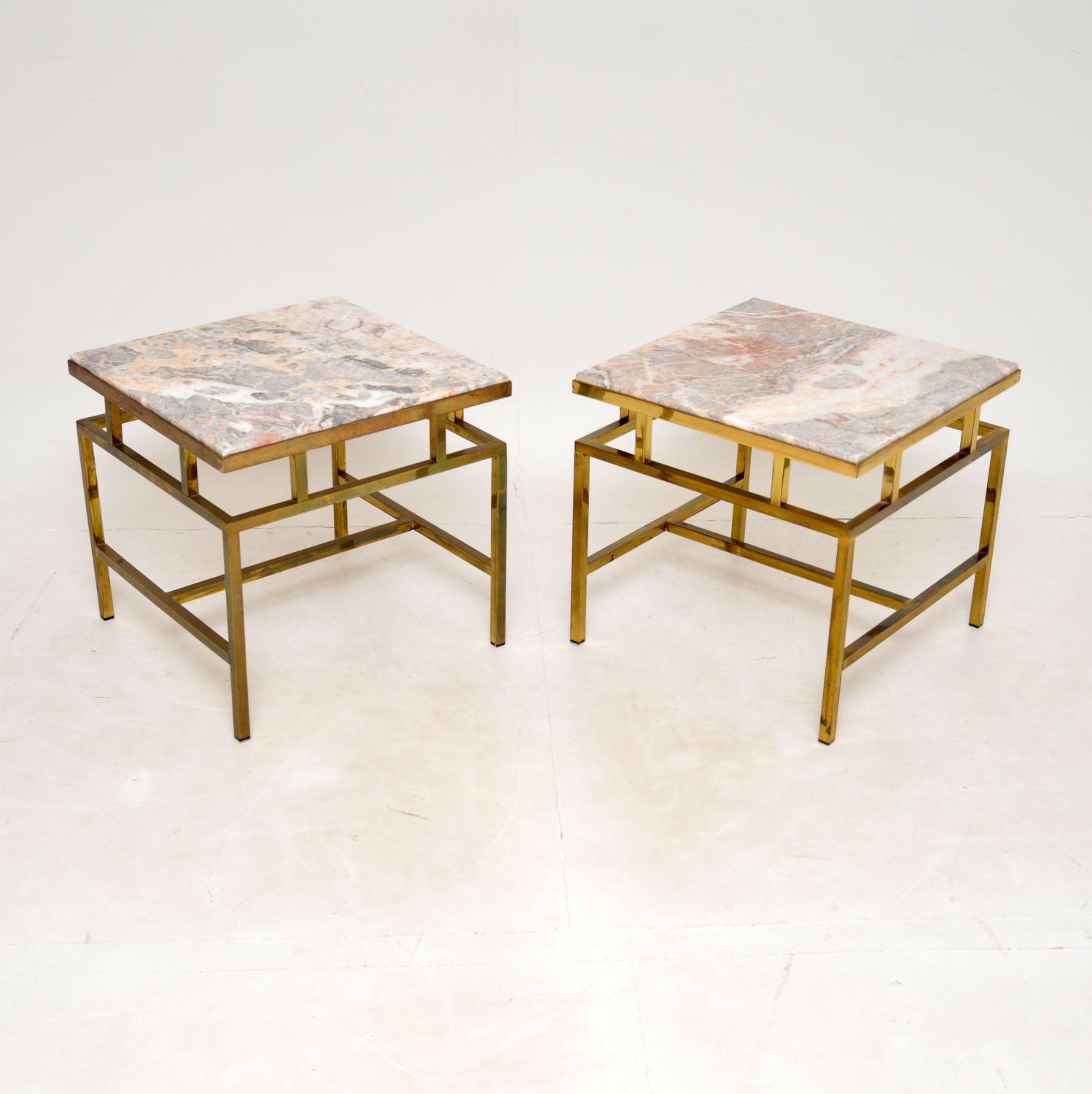 Pair of Vintage Italian Solid Brass & Marble Side Tables (1 of 10)