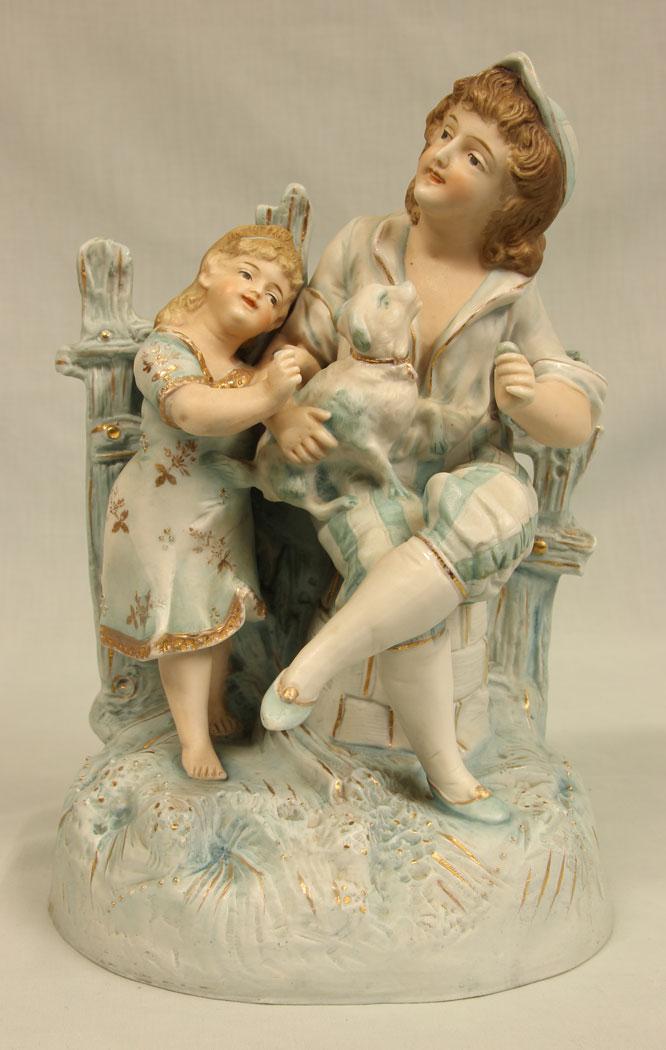 Bisque Figure Group of Father & Child (1 of 7)