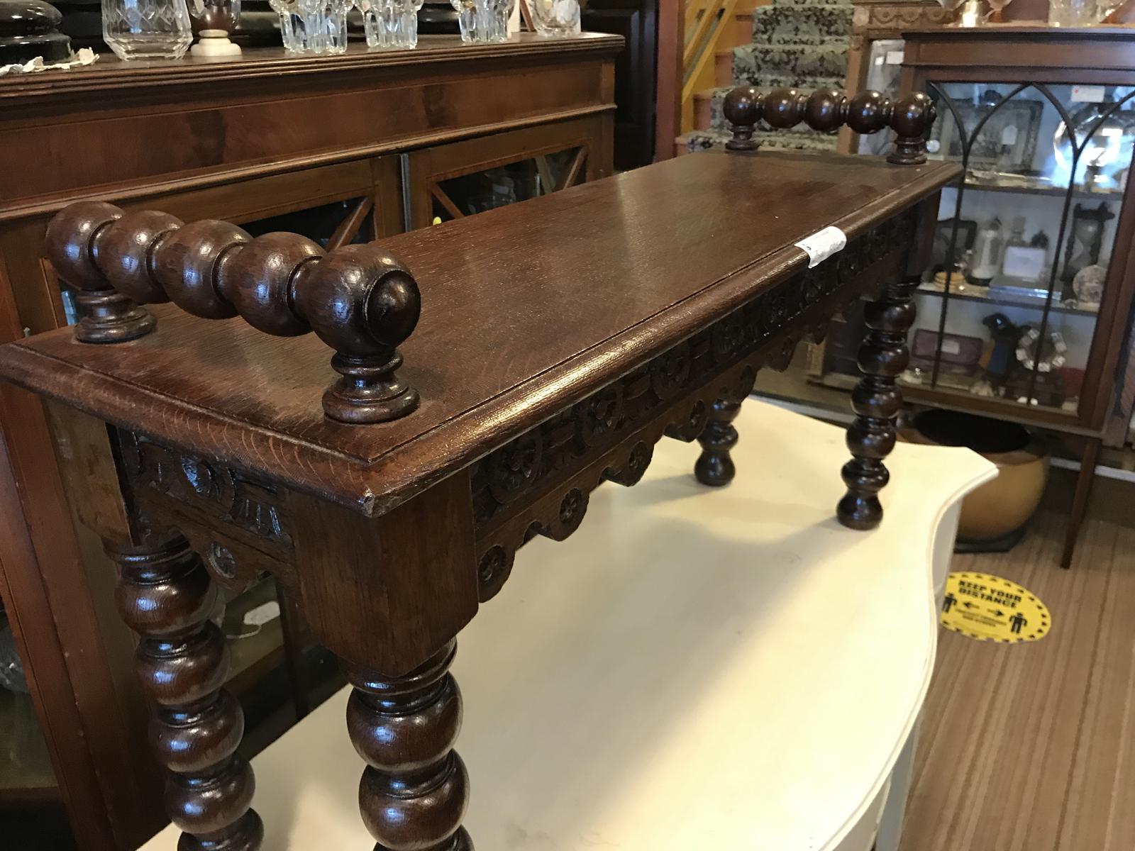 Oak Bobbin Turned Window Bench (1 of 1)