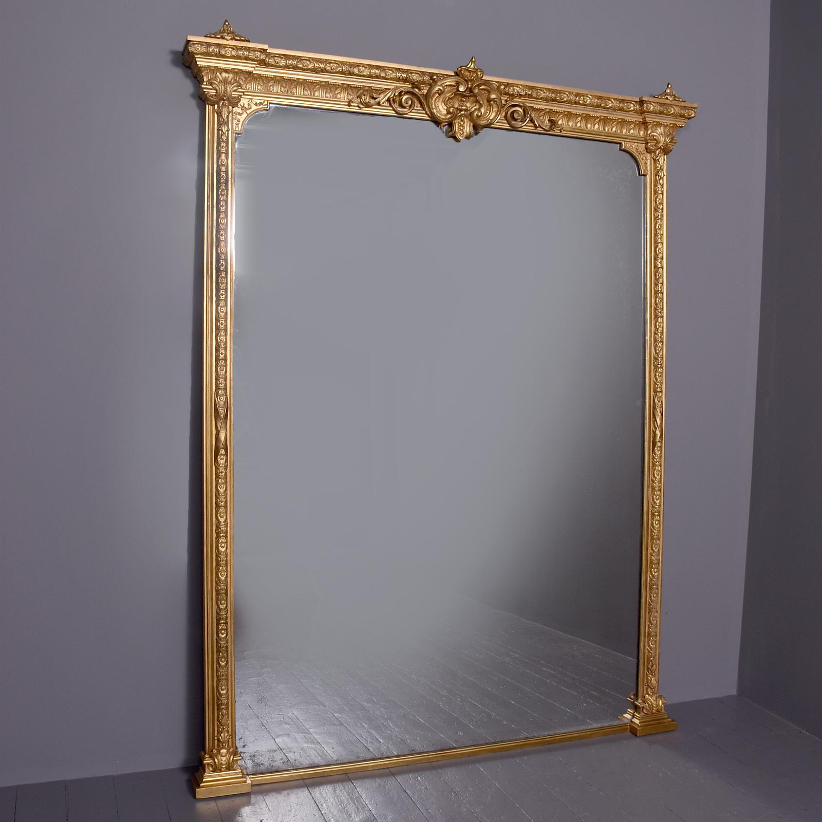 Outstanding Quality Large Victorian Rectangular Giltwood Overmantel Mirror (1 of 7)