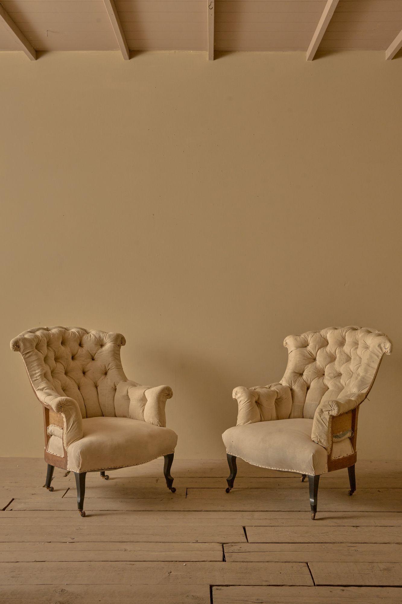 Pair of Napoleon III High Back Fishtail Armchairs (1 of 5) Pair of Napoleon III High Back Fishtail Armchairs (1 of 5)
