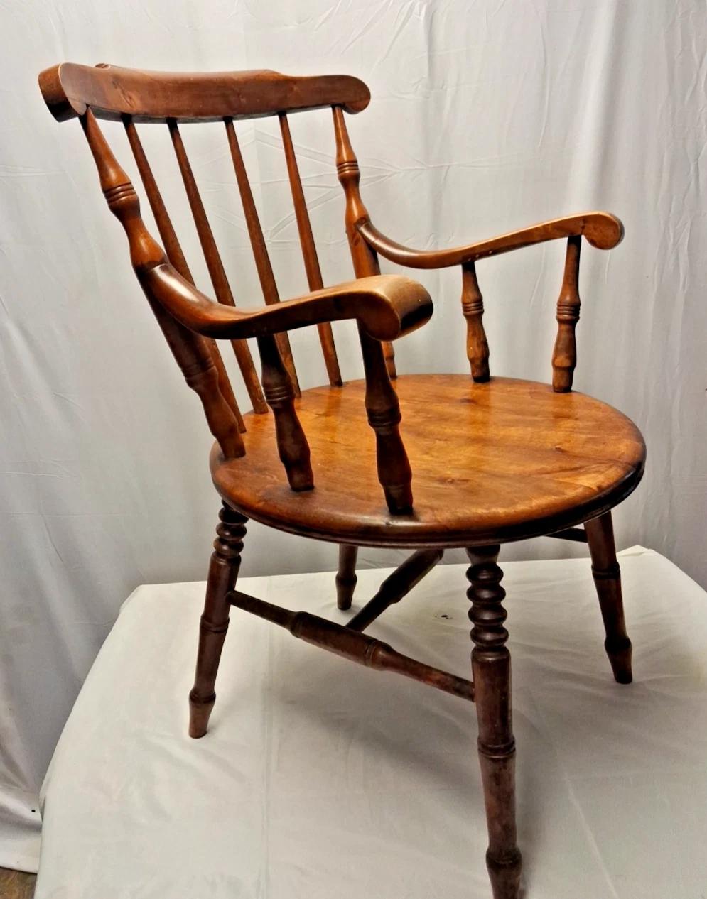 Antique Elbow Chair Penny Seat & Carver Arms Armchair (1 of 11)