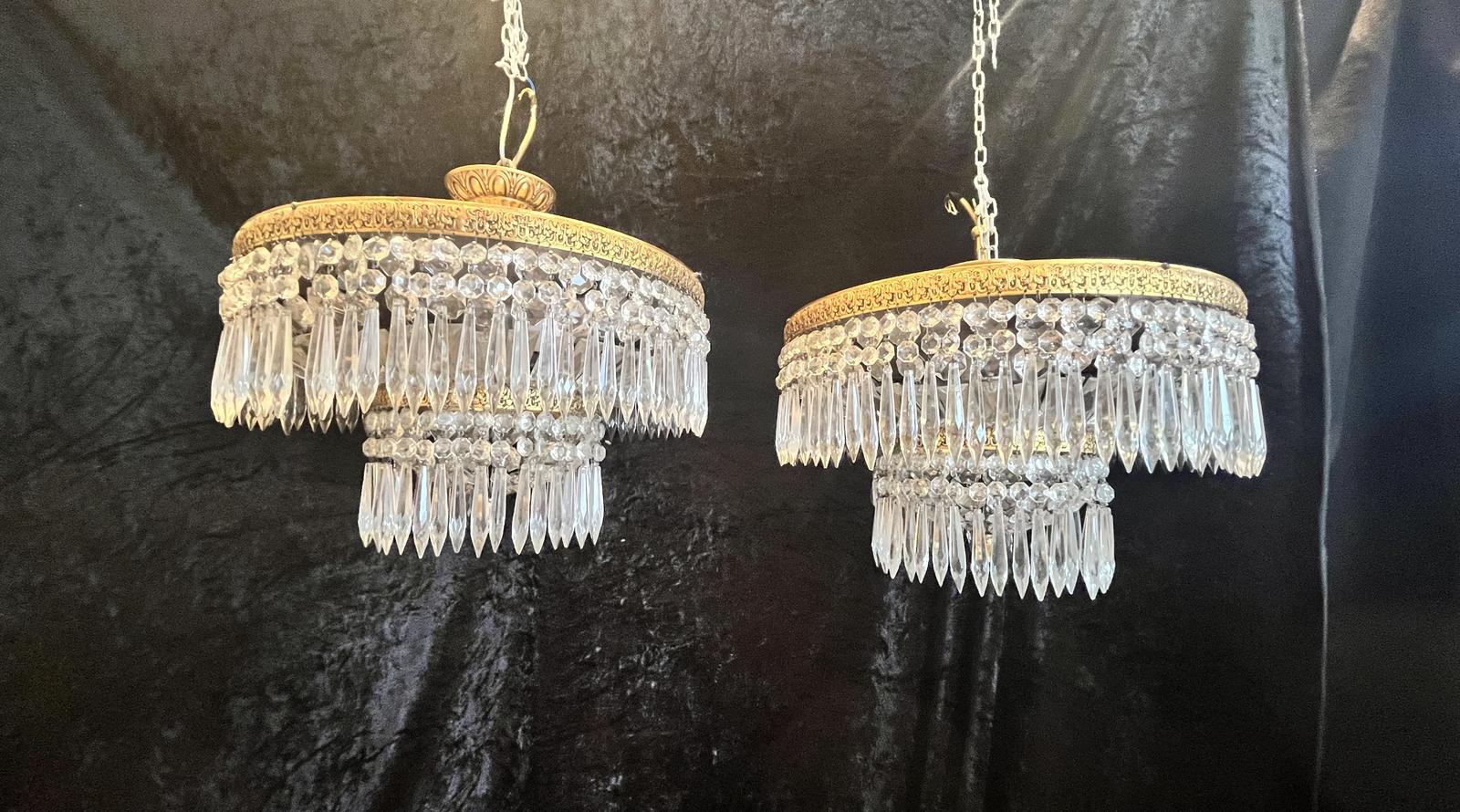 Pair of Italian Plafonniere Ceiling Chandeliers (1 of 19)