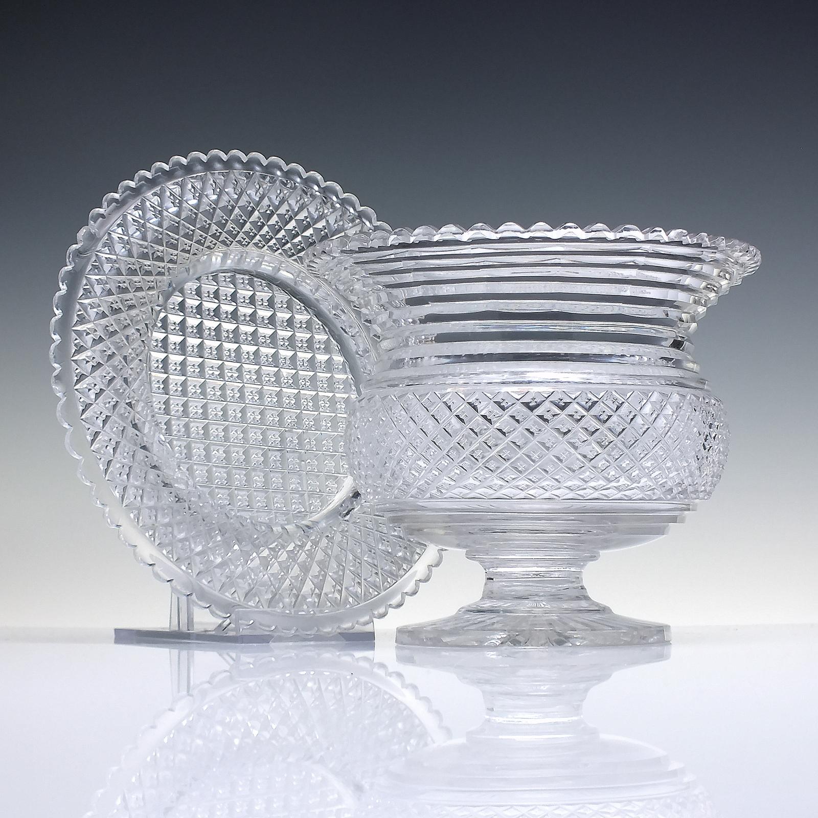 Irish Waterford Cut Glass Serving Bowl And Stand C1830 (1 of 7)