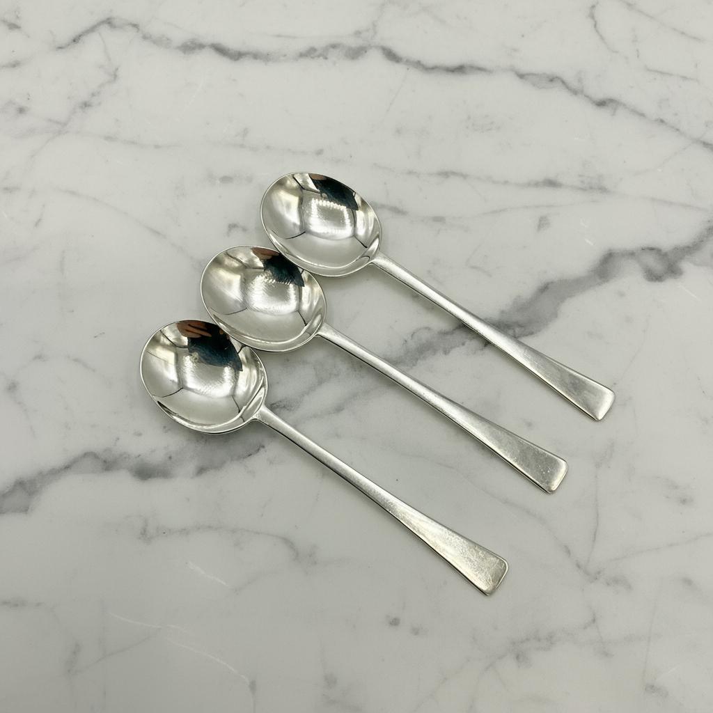 Set of Art Deco Sterling Silver Salt Spoons, 1929 Hallmarks (1 of 9)