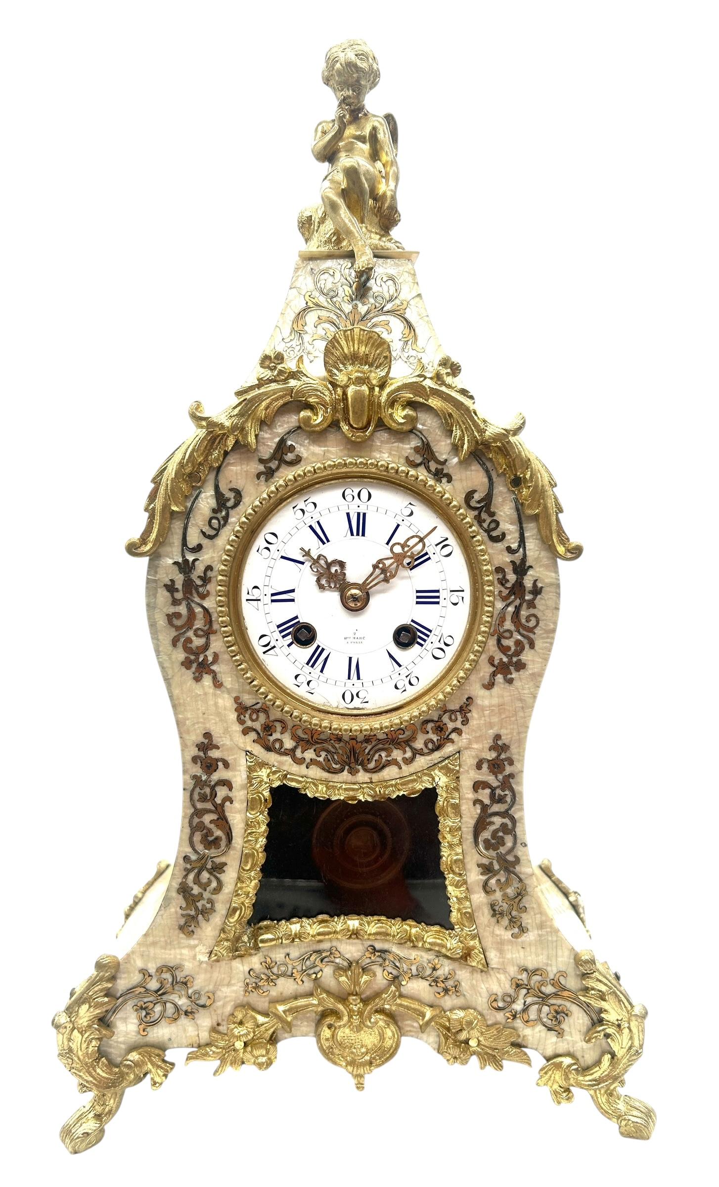 Interesting Rare French Mantel Clock by Henry Marc, MOP Case Ormolu Mounts Visible Pendulum c.1840 (1 of 13) Interesting Rare French Mantel Clock by Henry Marc, MOP Case Ormolu Mounts Visible Pendulum c.1840 (1 of 13)