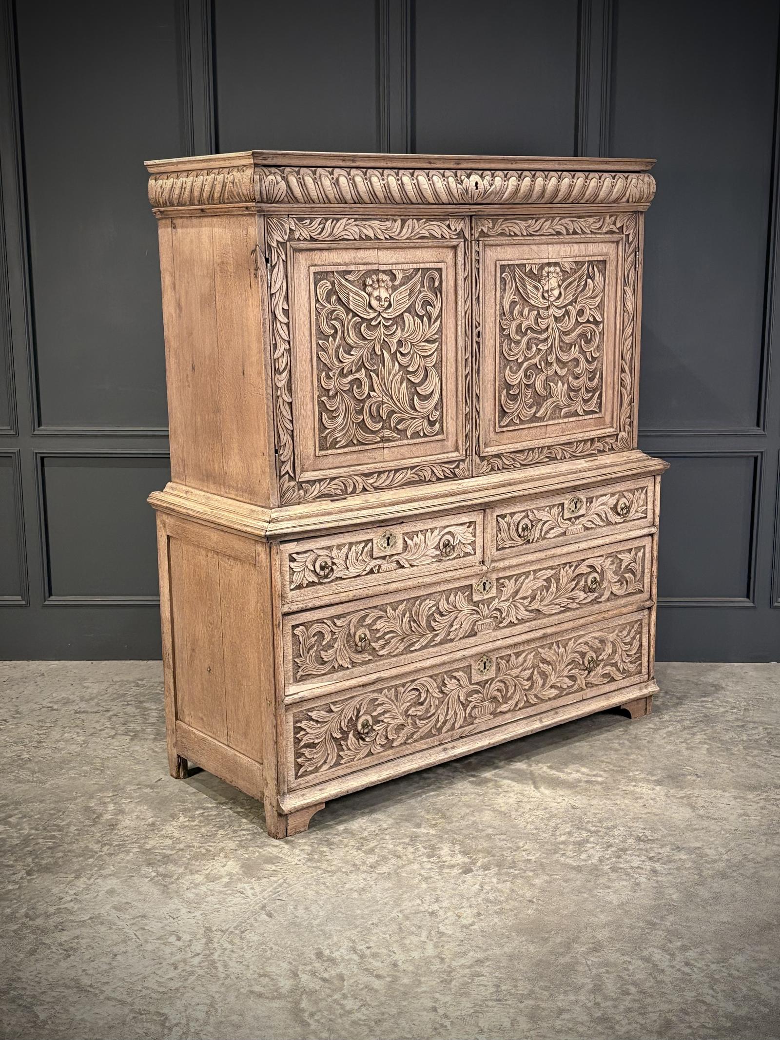 18th Century Carved Oak Cupboard on Chest (1 of 11) 18th Century Carved Oak Cupboard on Chest (1 of 11)