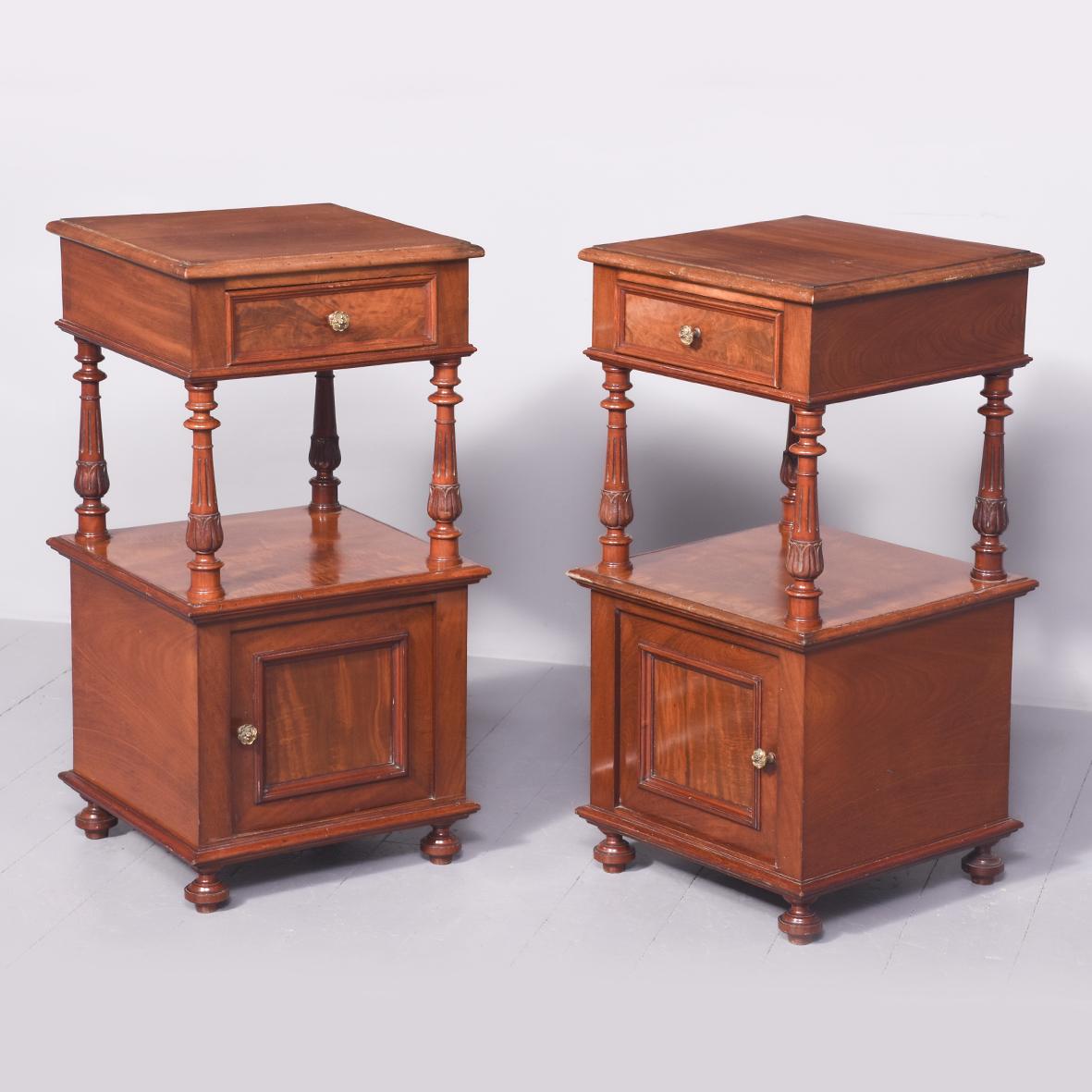 Tall Pair of Victorian Mahogany Cabinets / Lamp Stands (1 of 10)