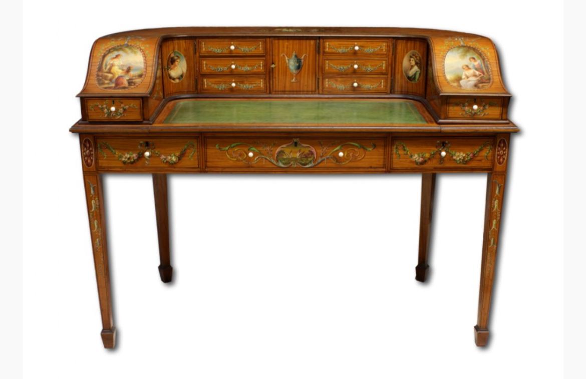 Desk - Antique Desk 19th Century Antique Painted Satinwood Carlton House Desk Writing Table 1895 to 1900 (1 of 5)