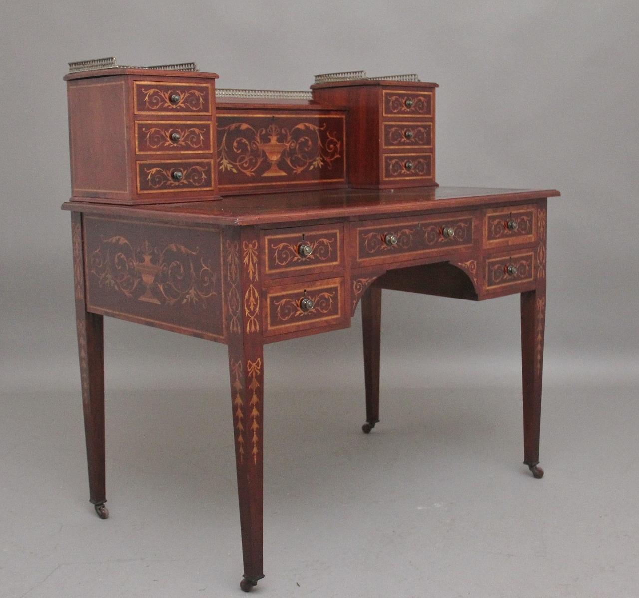 19th Century Mahogany Inlaid Writing Desk (1 of 17)