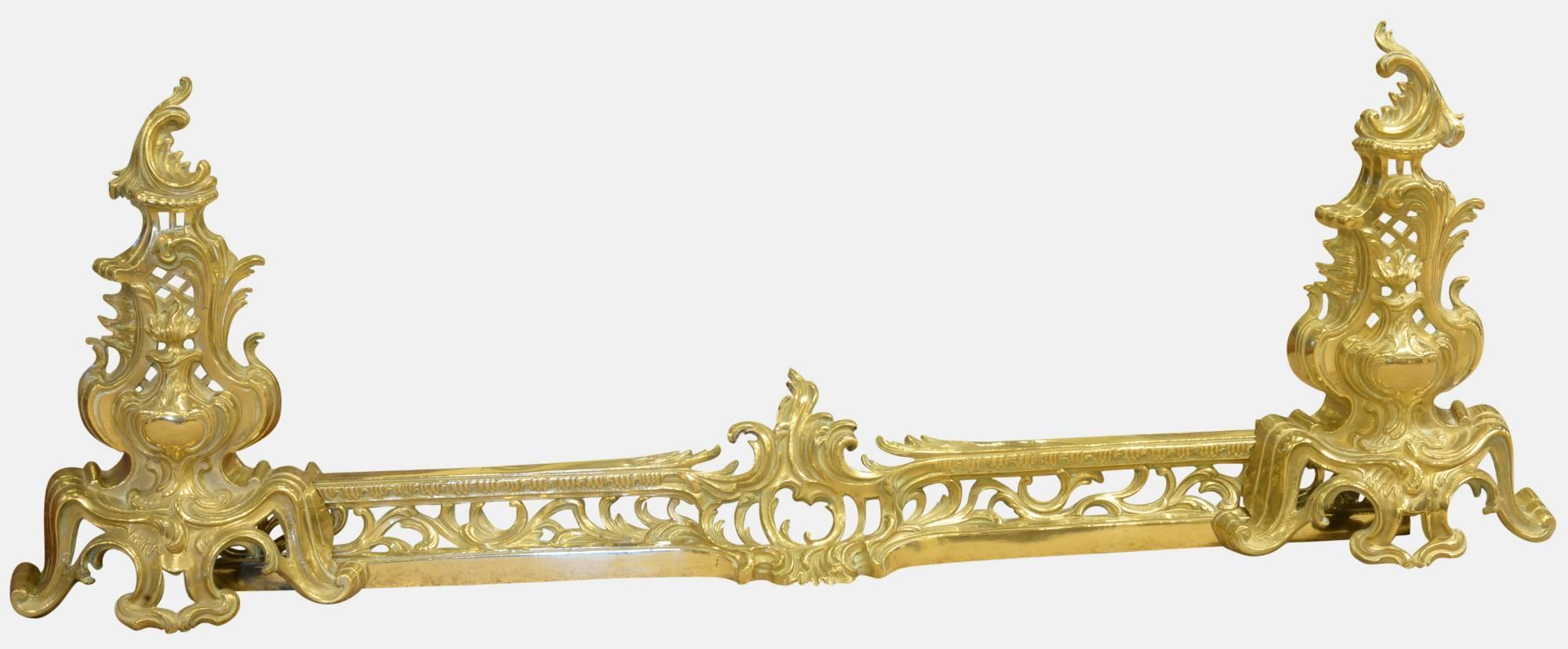 A French Brass Chenet in Rococo Style (1 of 1) A French Brass Chenet in Rococo Style (1 of 1)