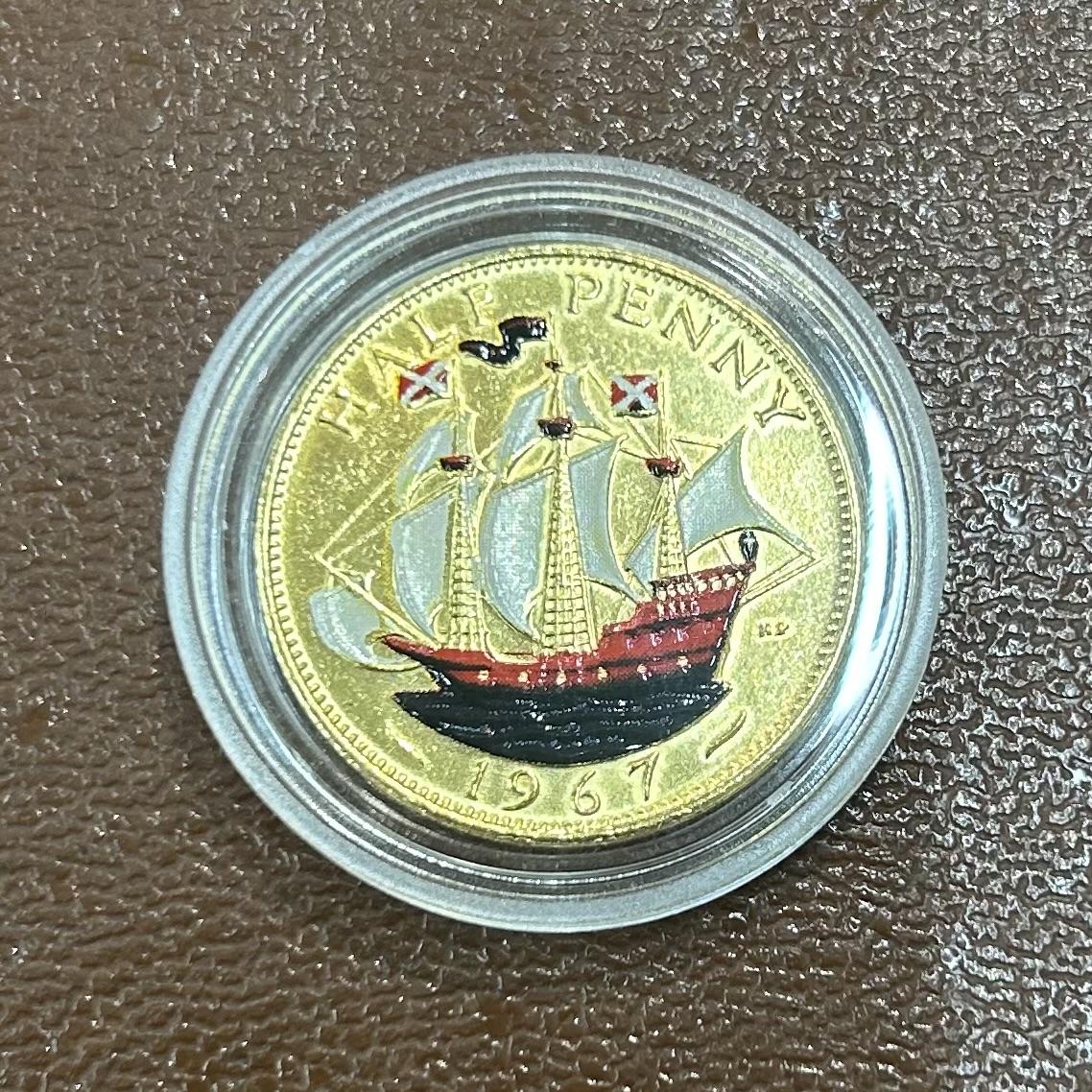 Gold Plated and Enamelled Half Penny (1 of 2)