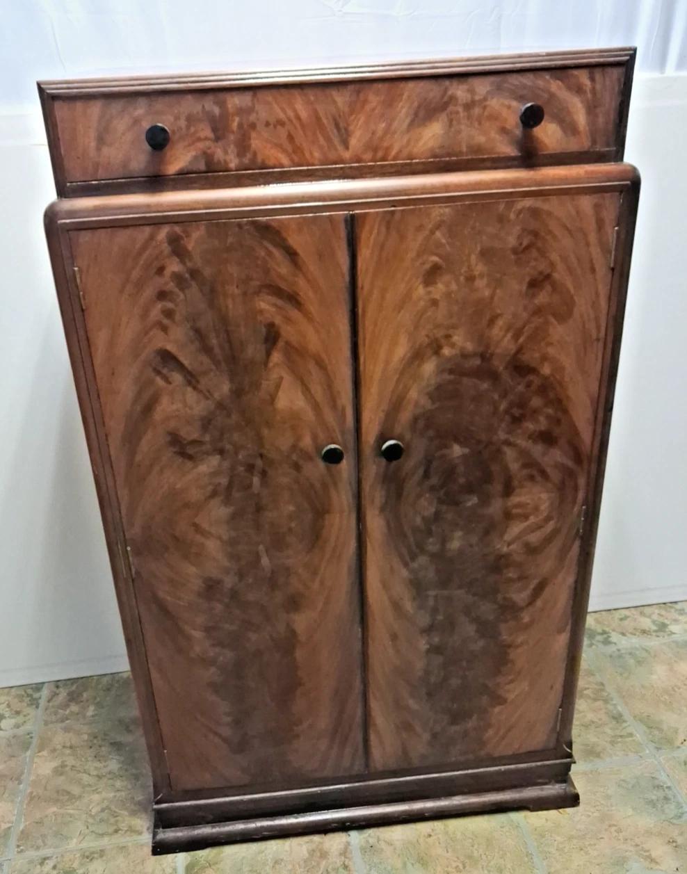 Art Deco Dark Walnut Burr Wardrobe Tall Boy Cupboard With Draw (1 of 11) Art Deco Dark Walnut Burr Wardrobe Tall Boy Cupboard With Draw (1 of 11)