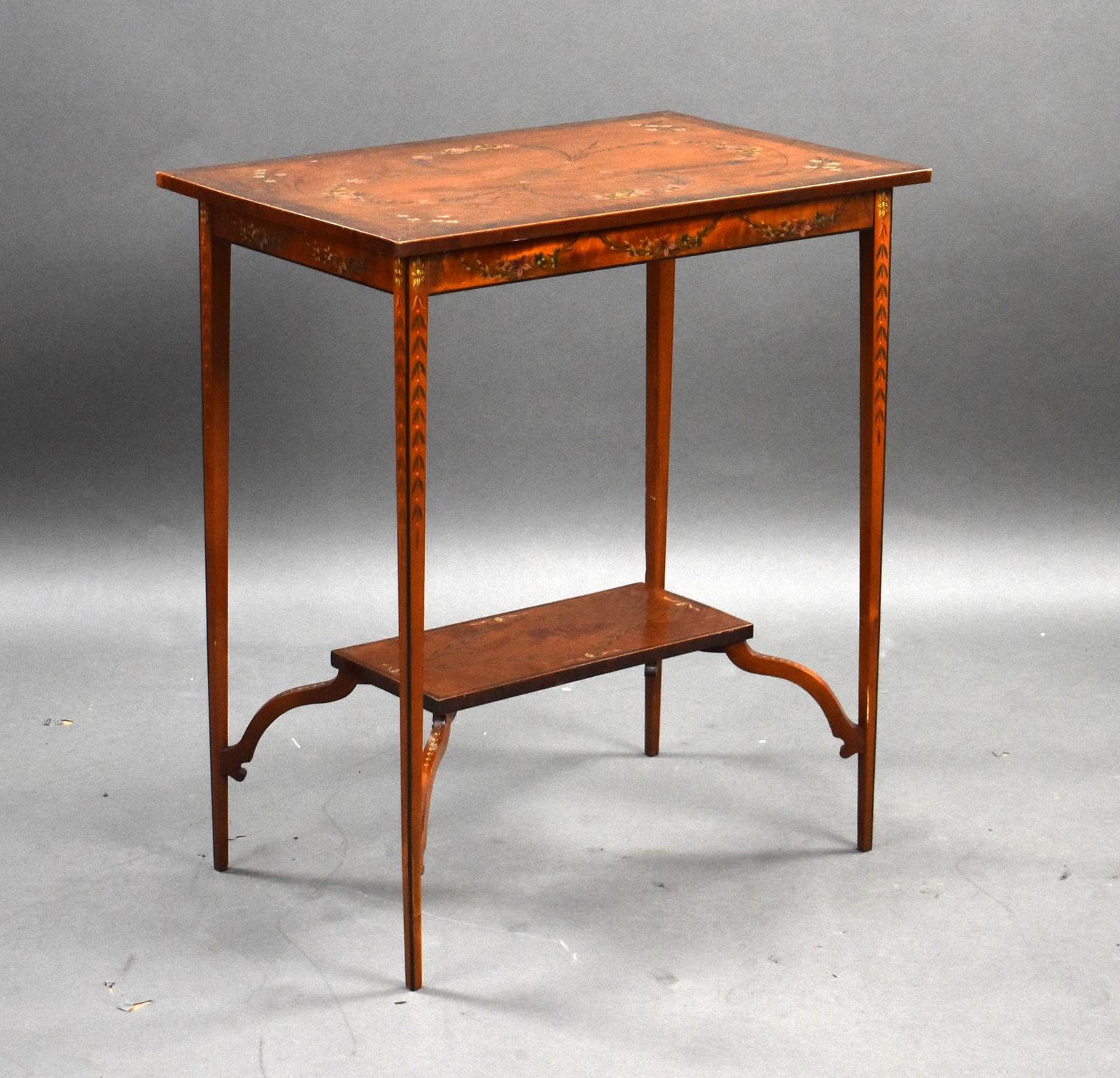 Edwardian Hand Painted Satinwood Occasional Table (1 of 6)