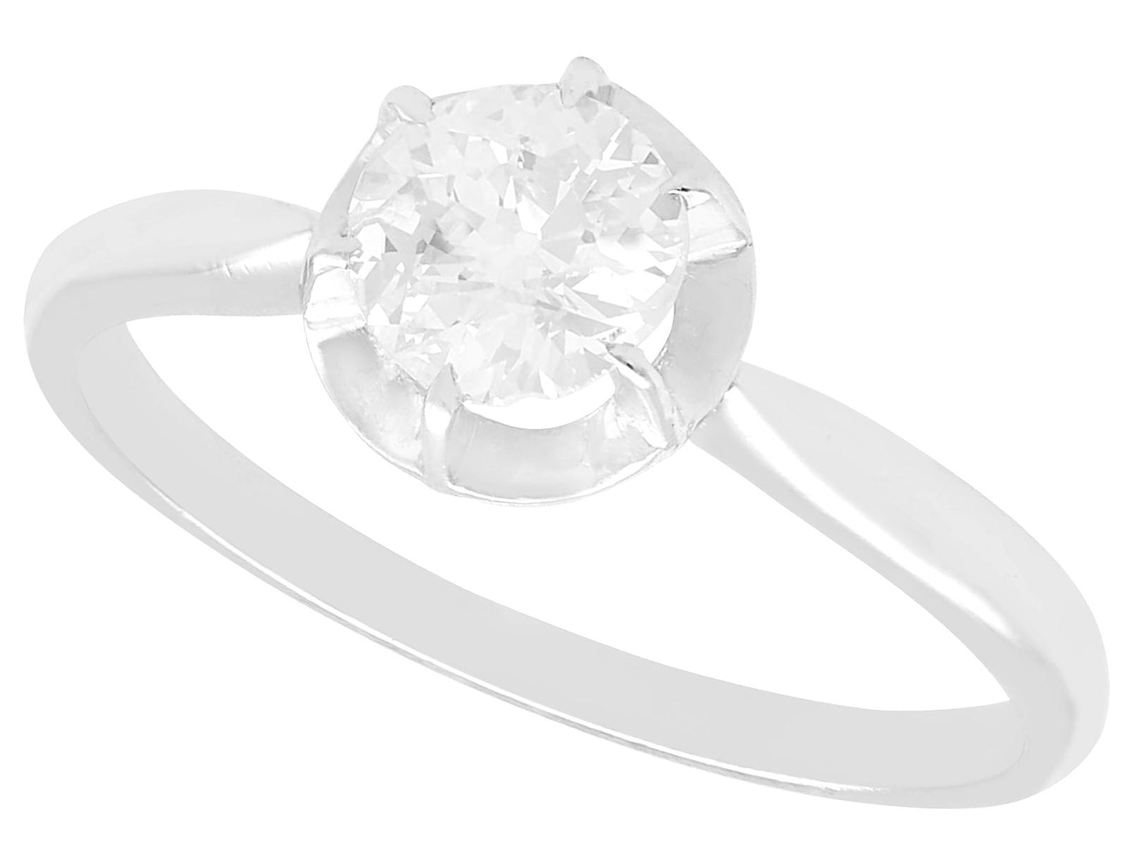 French 0.62ct Diamond & Platinum Solitaire Ring c.1930 (1 of 11)