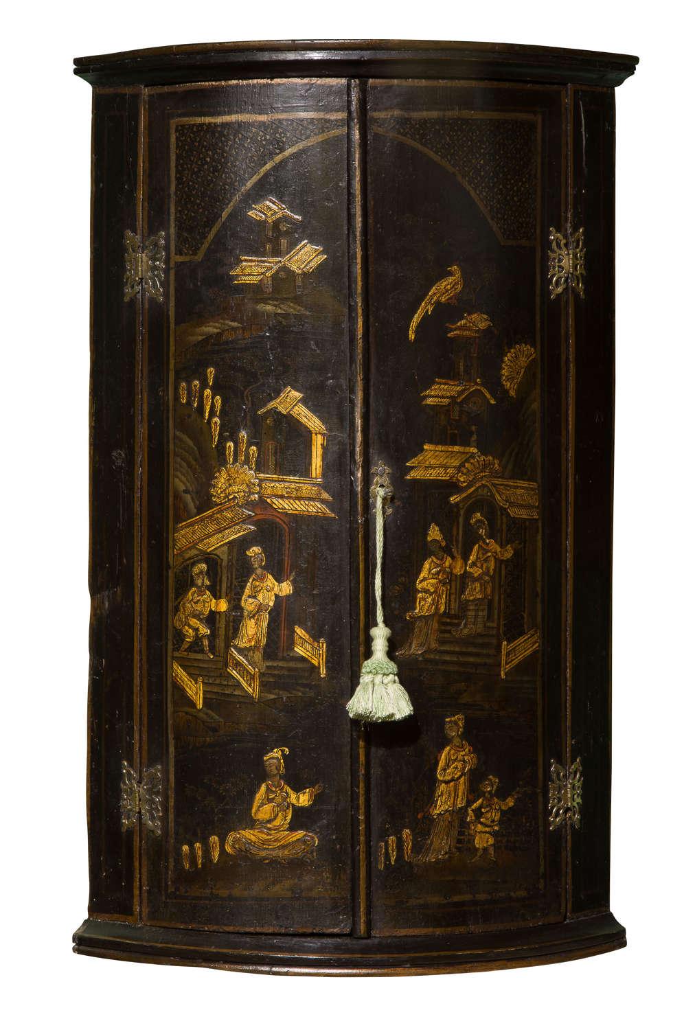 18thc Bowfronted Lacquered Corner Cupboard (1 of 8) 18thc Bowfronted Lacquered Corner Cupboard (1 of 8)