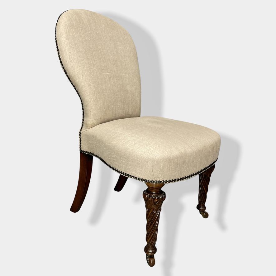 19th Century Side Chair in Linen (1 of 6) 19th Century Side Chair in Linen (1 of 6)