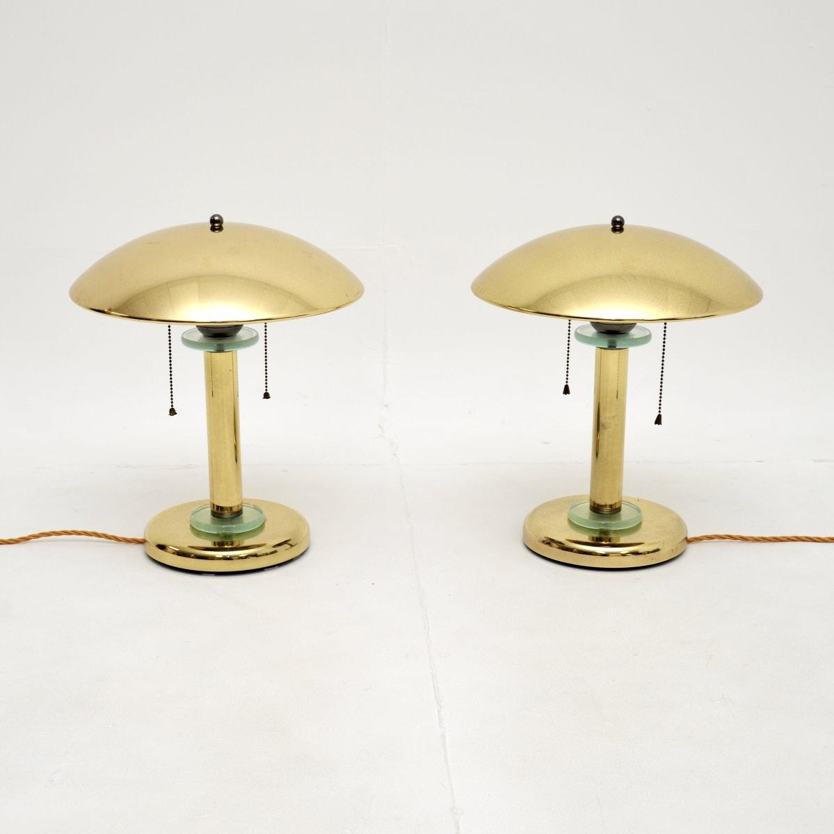 Pair of Vintage Brass & Glass Table Lamps (1 of 9) Pair of Vintage Brass & Glass Table Lamps (1 of 9)