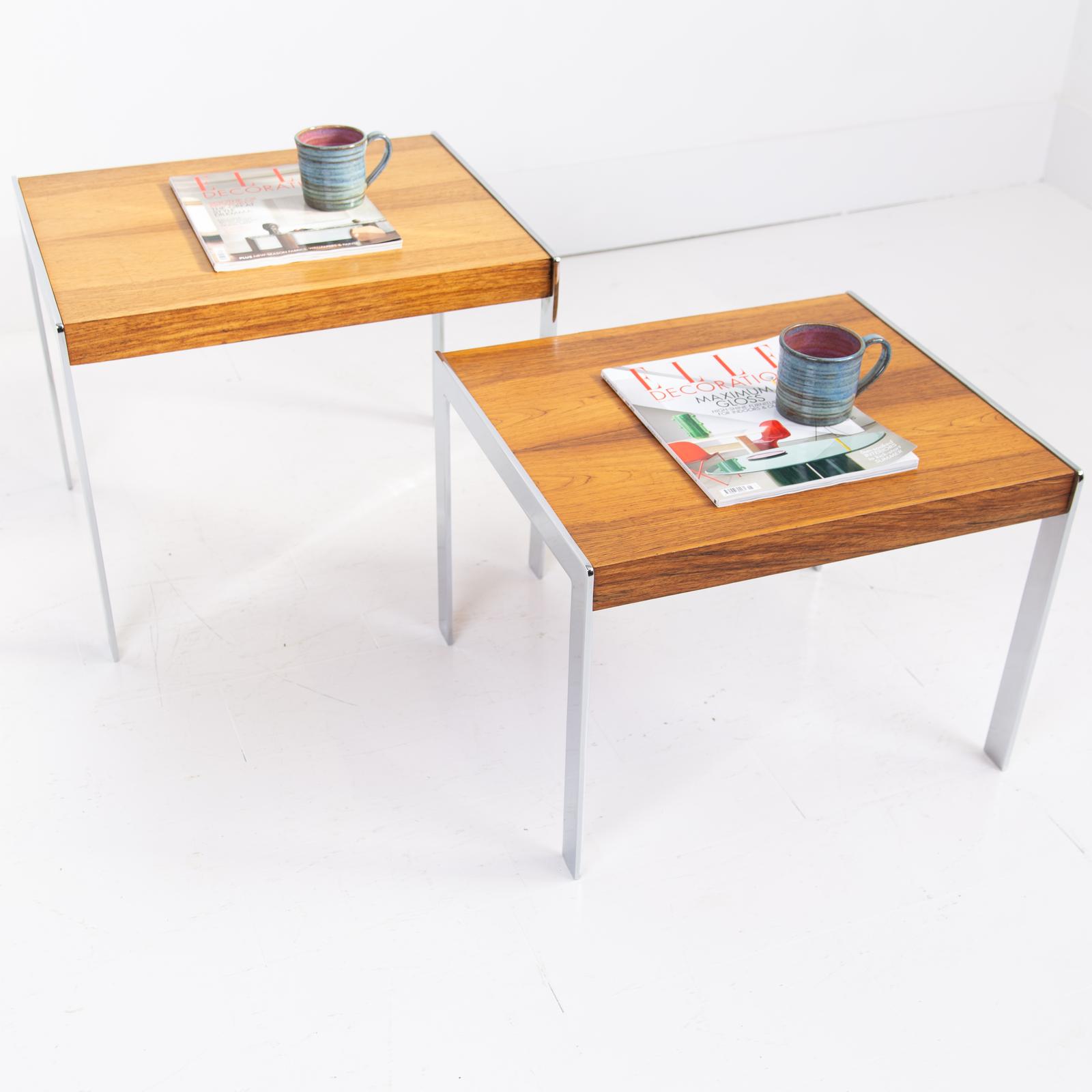Pair of Merrow Associates Rosewood & Polished Steel Coffee Tables (1 of 15)