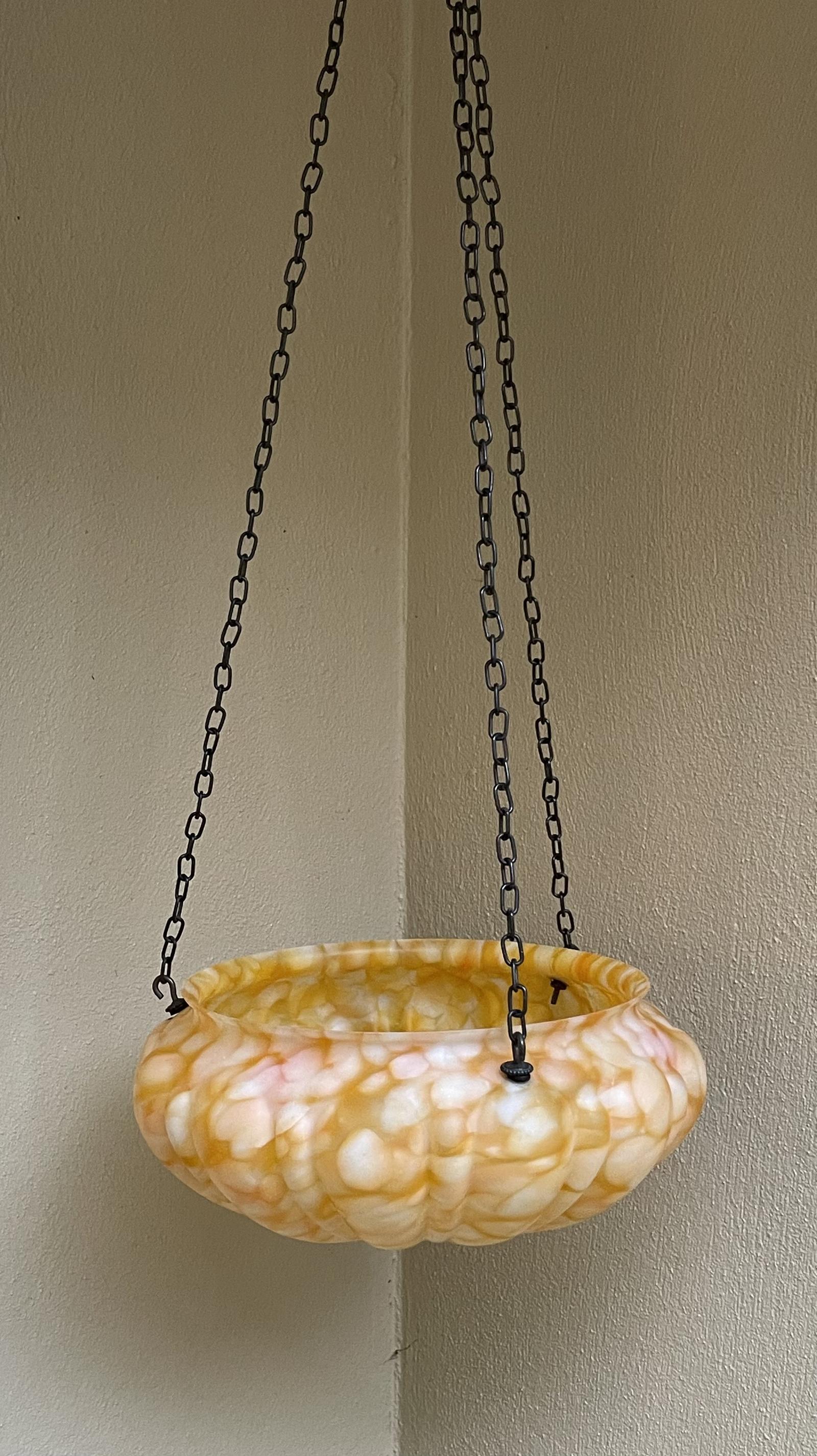 Art Deco Ceiling Light Plafonnier, Marbled Glass (1 of 6)