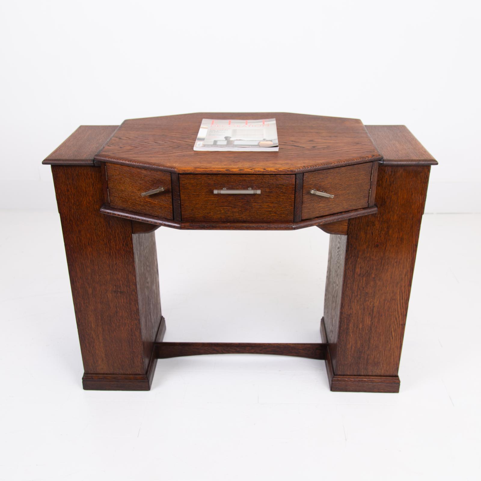 English Oak Art Deco Modernist Desk c.1930 (1 of 15)