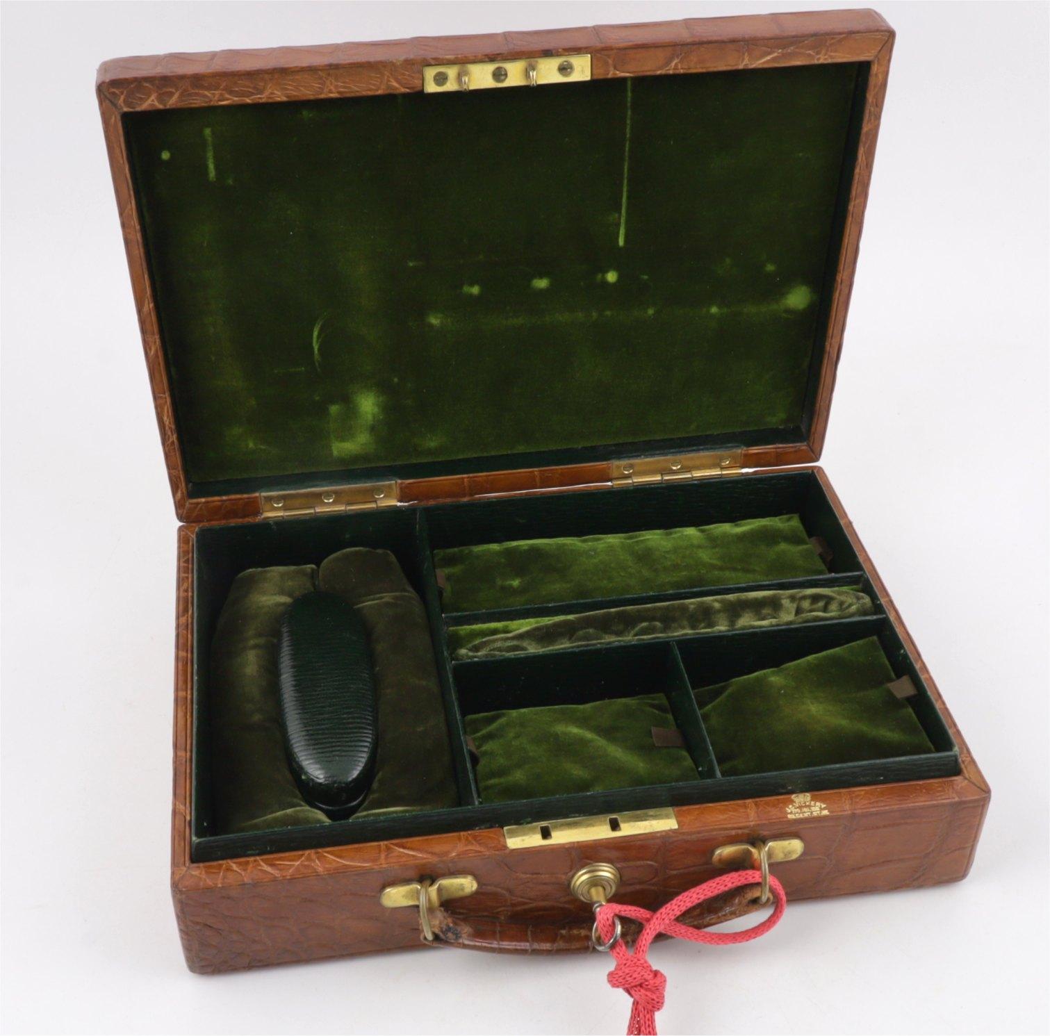 Antique Croc Leather Jewellery Box. J C Vickery Watch Cufflink Case. C1910 (1 of 20) Antique Croc Leather Jewellery Box. J C Vickery Watch Cufflink Case. C1910 (1 of 20)