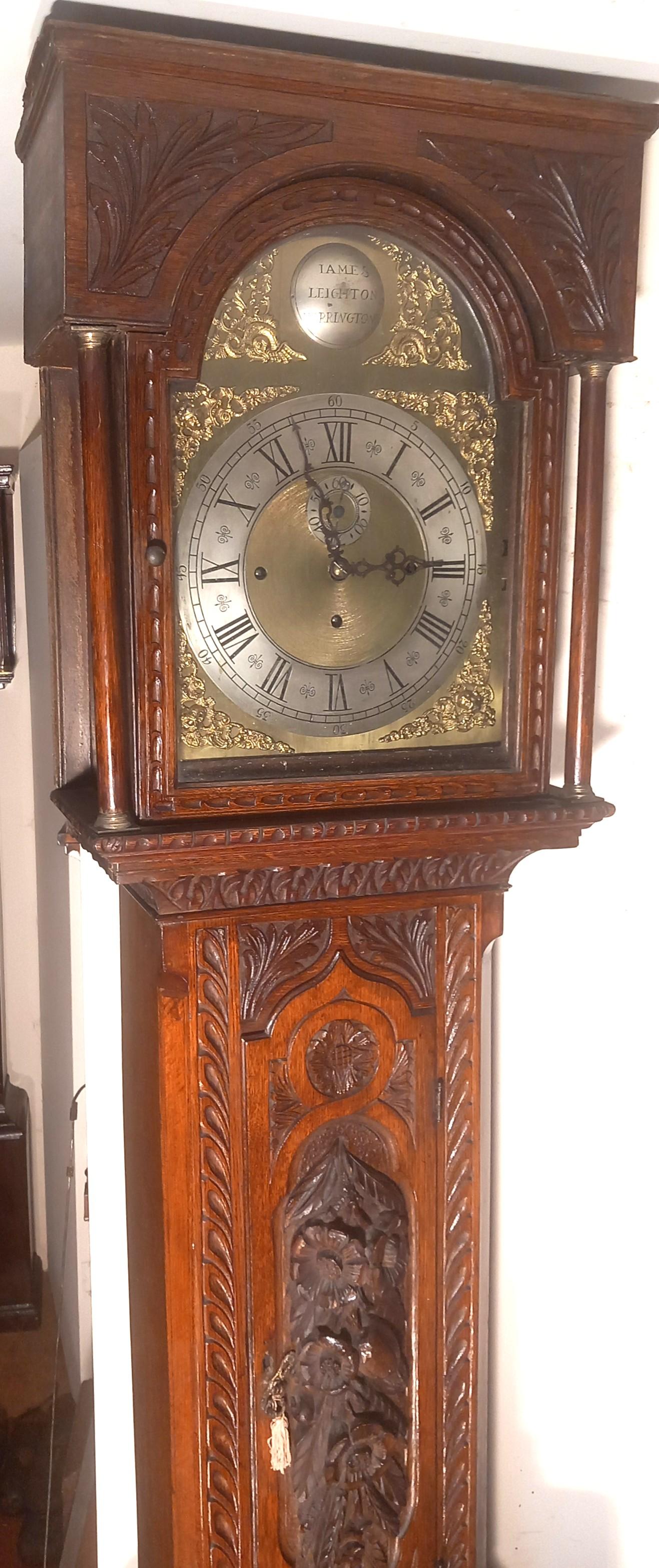 Antique Carved Oak Musical Longcase Clock (1 of 7)
