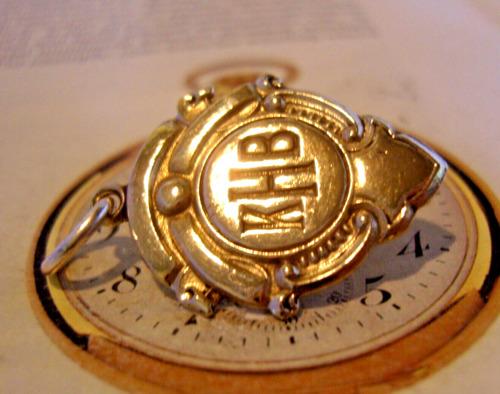 Pocket Watch Chain Shield Fob 1920s Silver Nickel 'kind Hearted Brigade' (1 of 6)