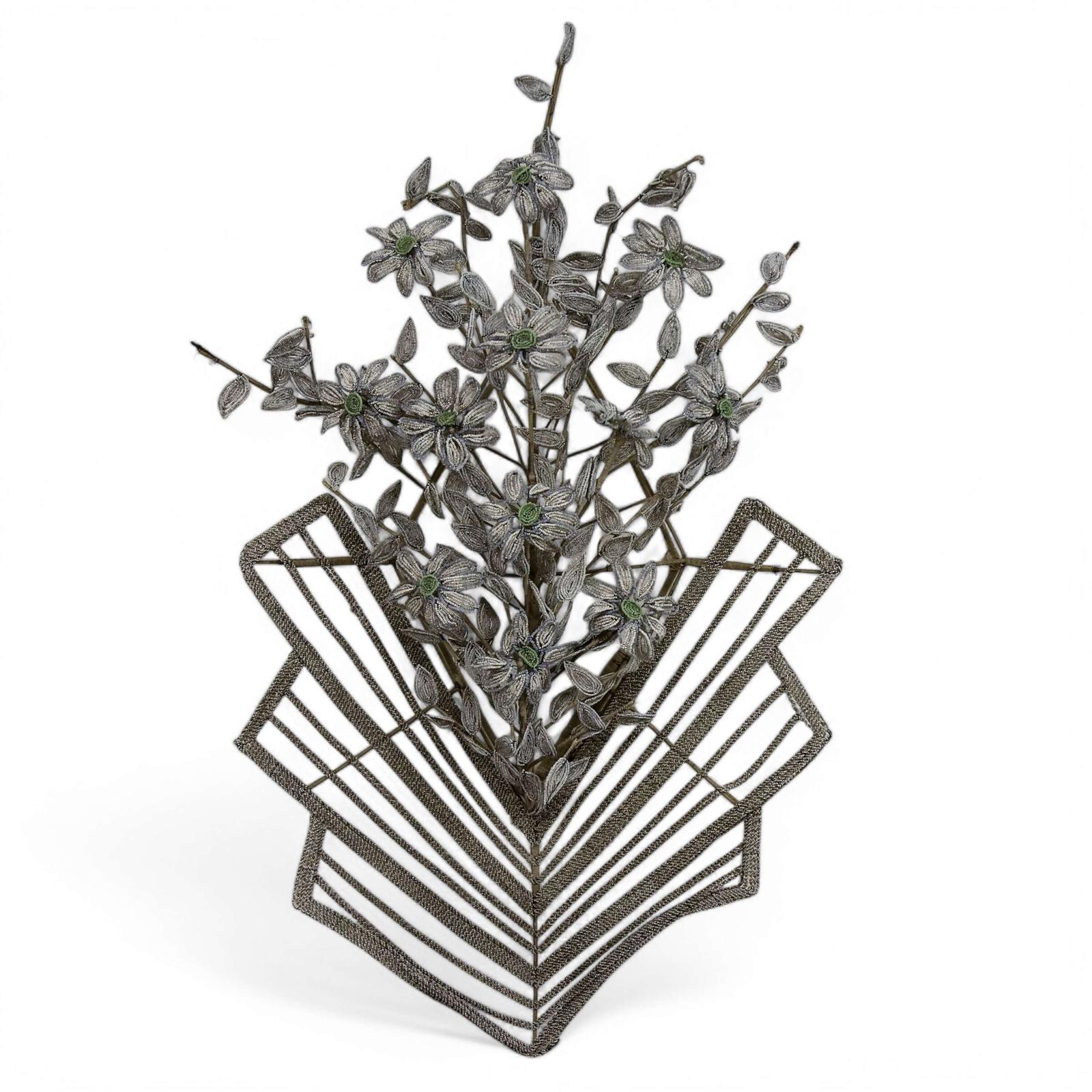 Early 20th Century French Glass Floral Beadwork Immortelles Couronne de Mortuaire (1 of 9)