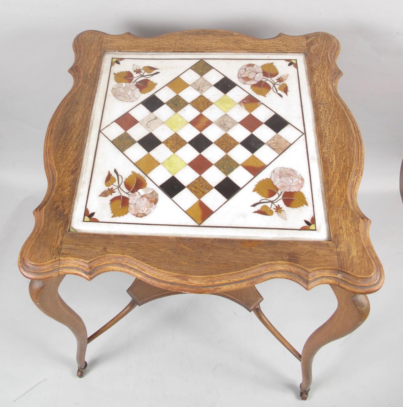 Original Kashmir India Inlaid Marble Chess Table (1 of 10)