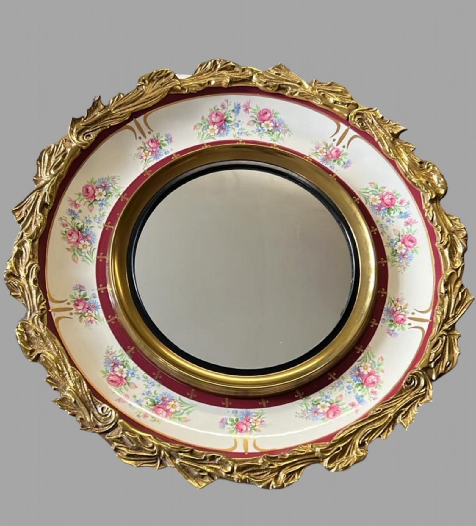 Staffordshire Art Deco Gilt Framed Convex Wall Mirror (1 of 5)