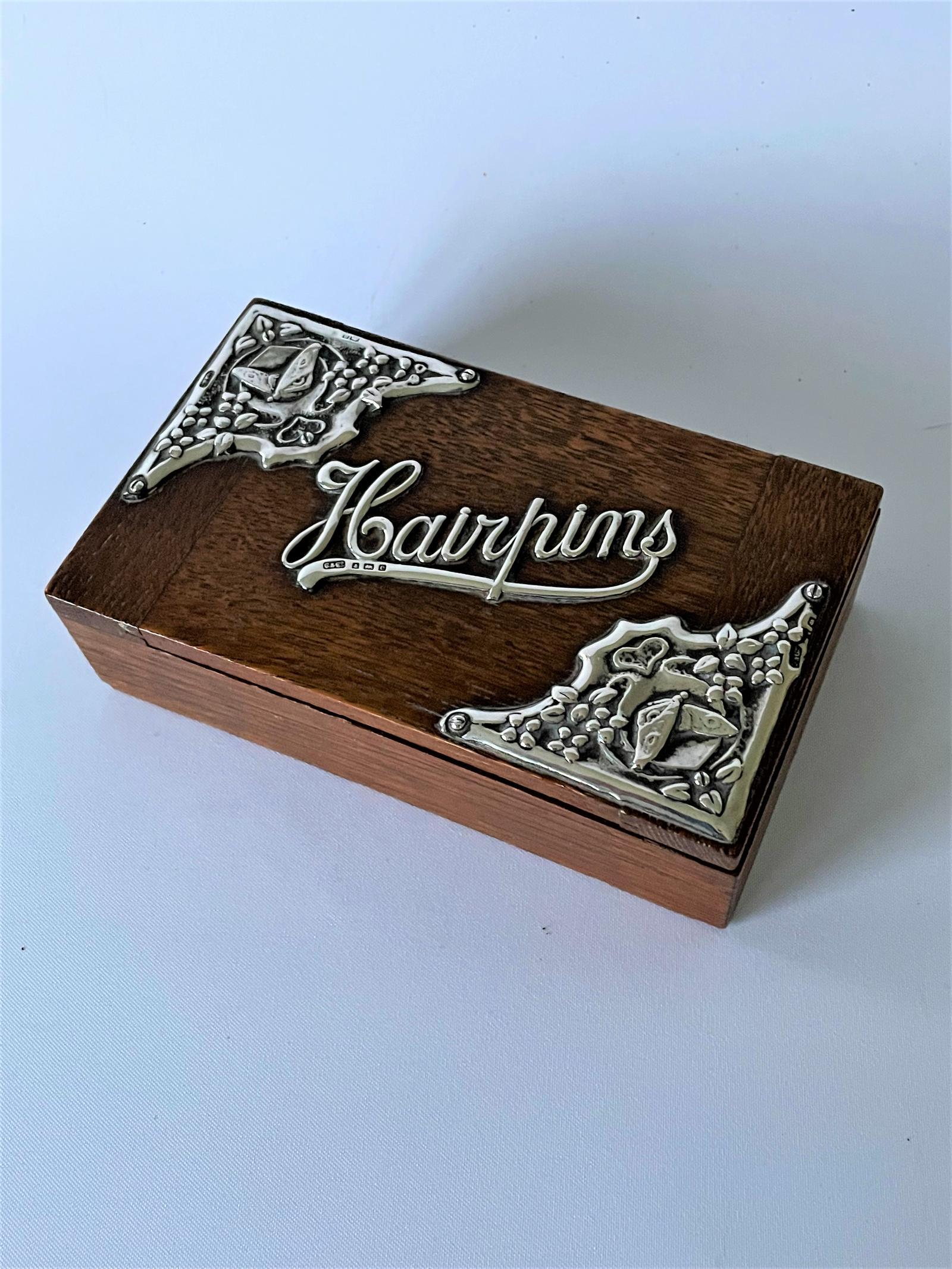 Lovely Edwardian Silver & Oak Hairpins Box (1 of 9) Lovely Edwardian Silver & Oak Hairpins Box (1 of 9)