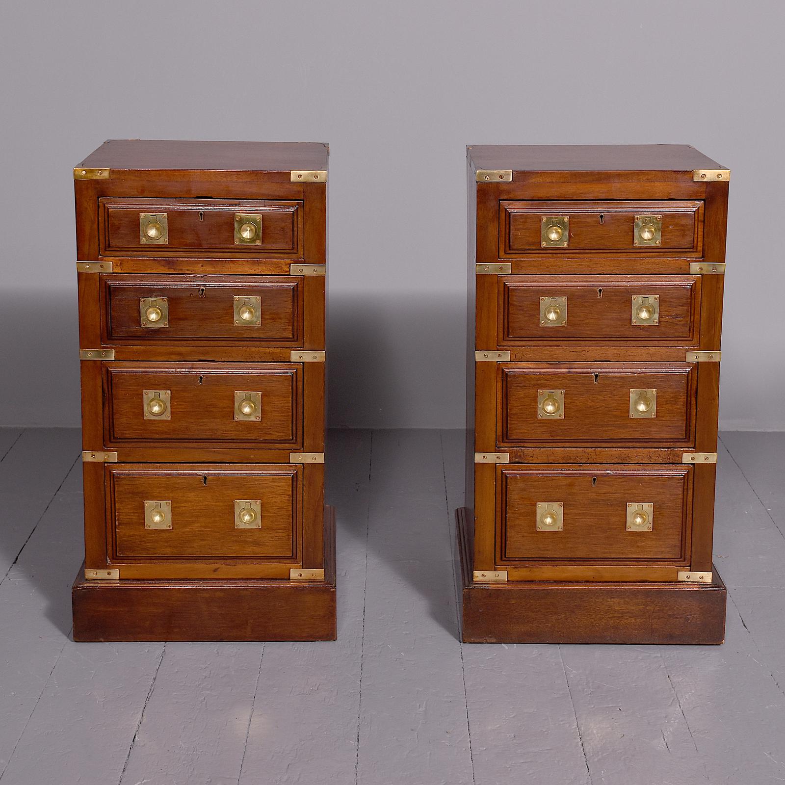 Pair of Victorian Mahogany Military - Style Lockers / Small Chests (1 of 4)