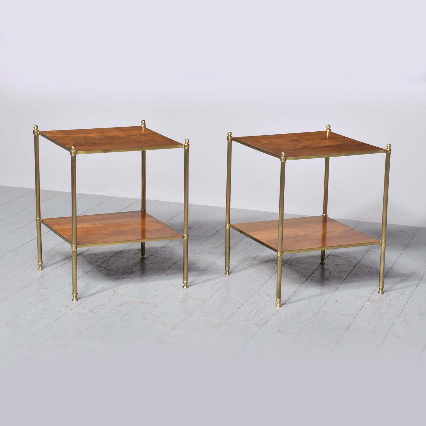 Pair of Brass & Mahogany 2 Tier Tables (1 of 7) Pair of Brass & Mahogany 2 Tier Tables (1 of 7)