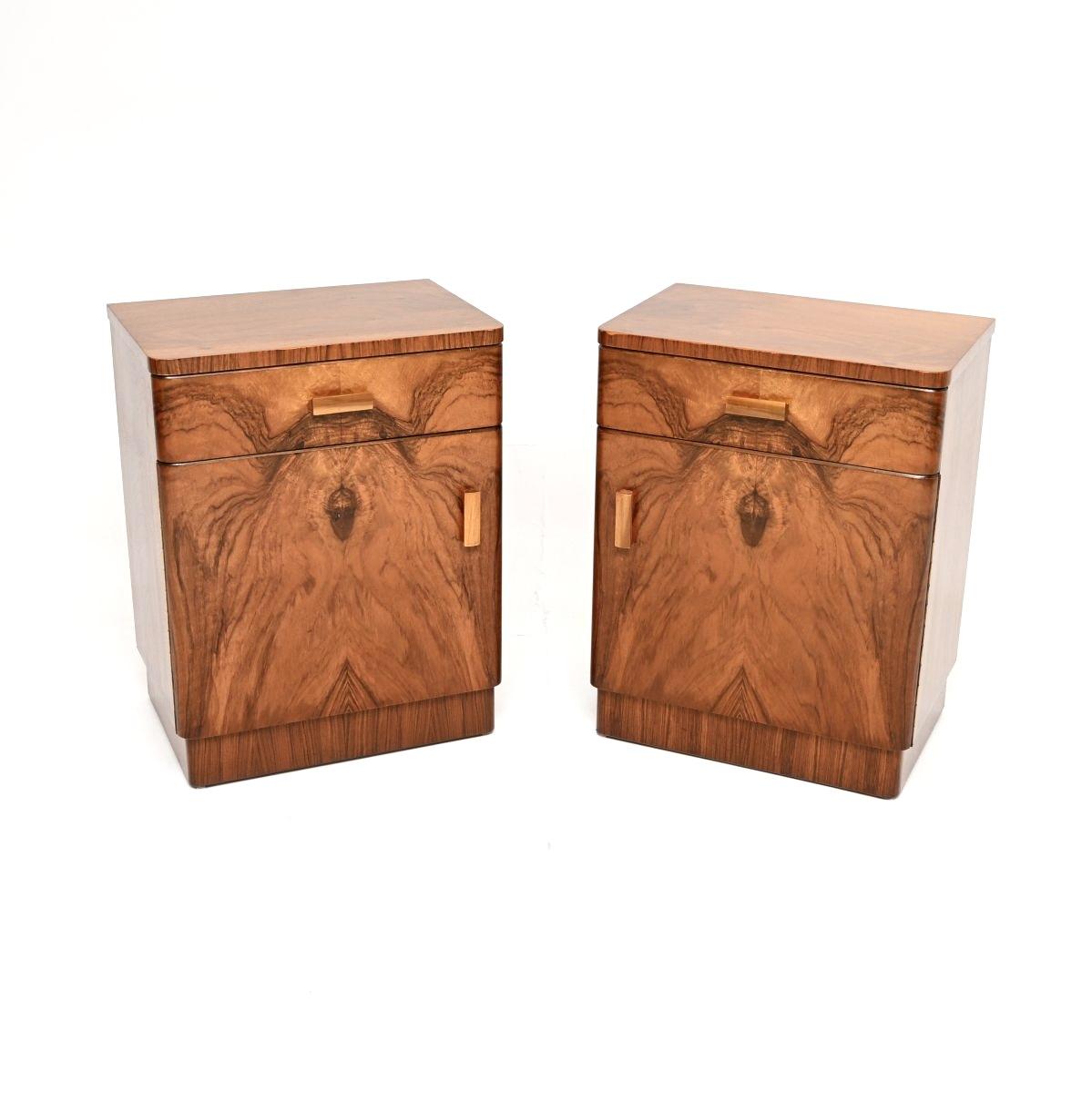 Pair of Art Deco Figured Walnut Bedside Cabinets (1 of 10) Pair of Art Deco Figured Walnut Bedside Cabinets (1 of 10)