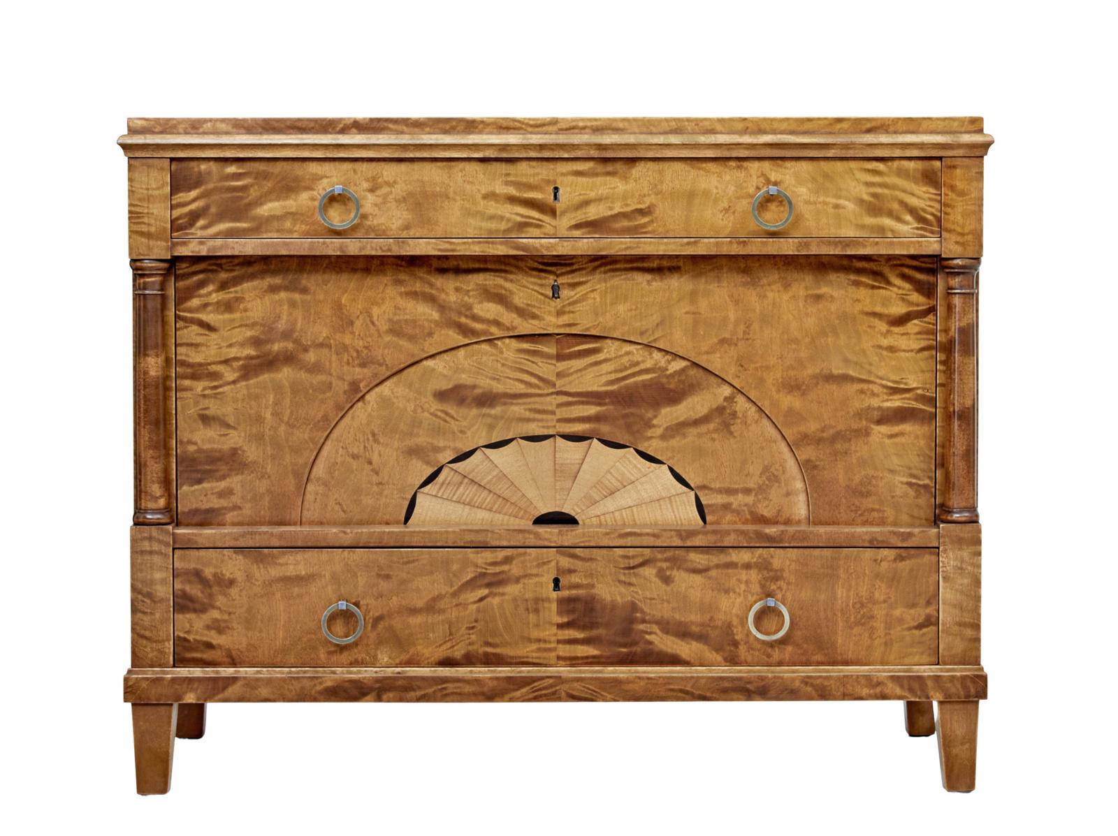 Early 20th Century Art Deco Inlaid Birch Chest of Drawers (1 of 7)