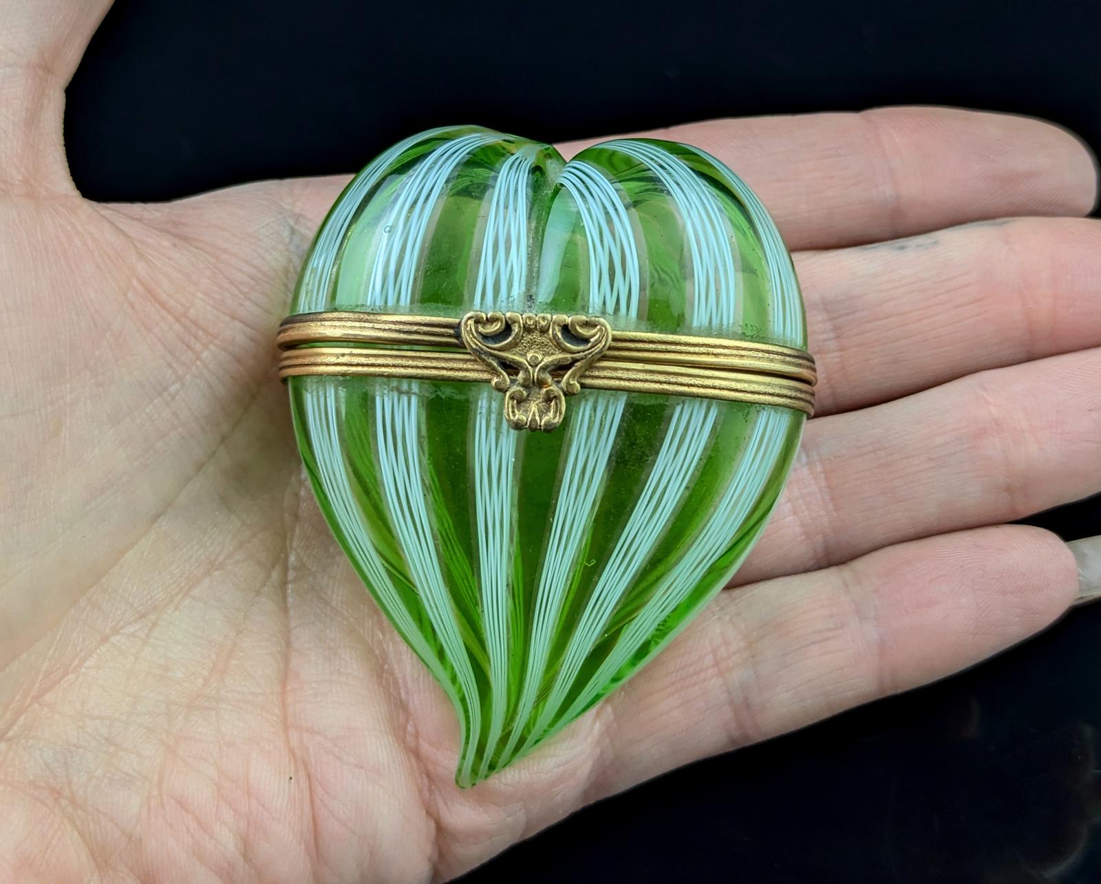 Antique Victorian Glass Witches Heart Box (1 of 13)