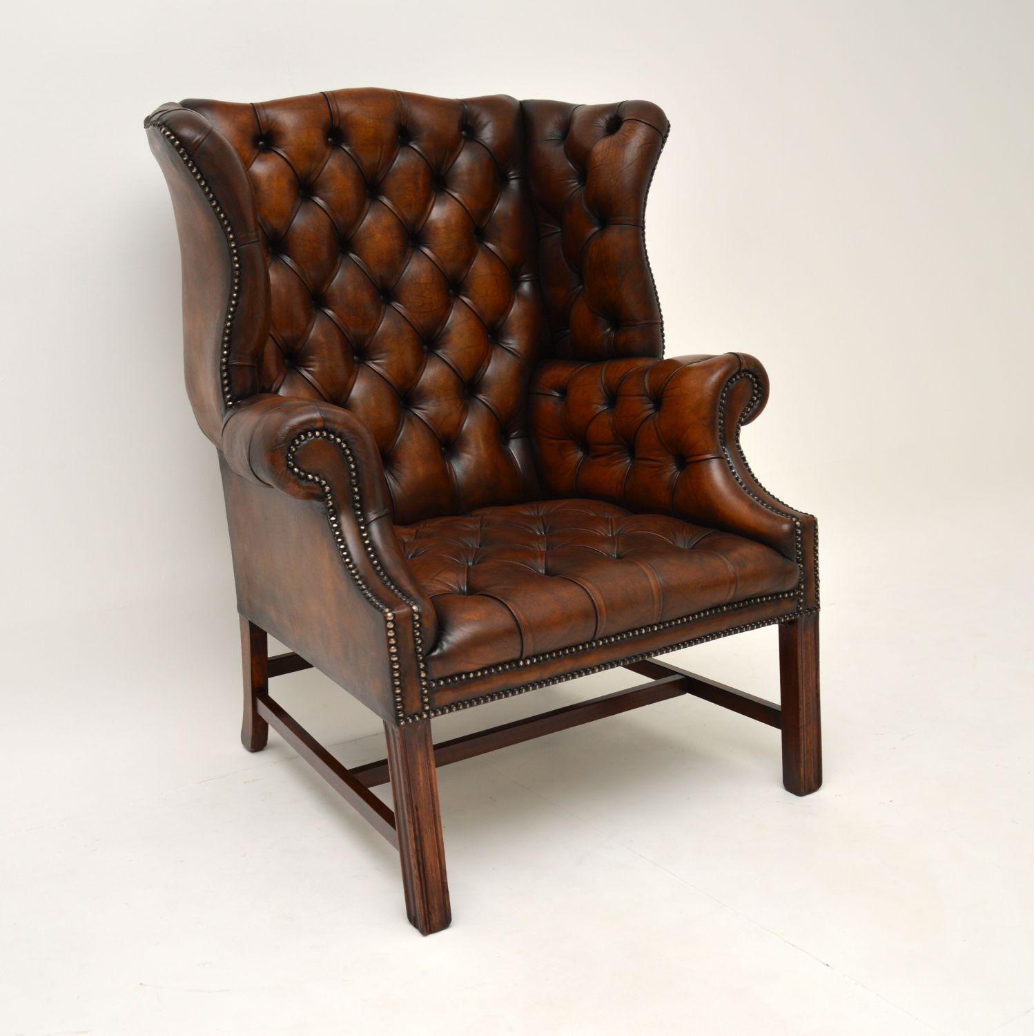 Antique Leather Wingback Armchair (1 of 9) Antique Leather Wingback Armchair (1 of 9)