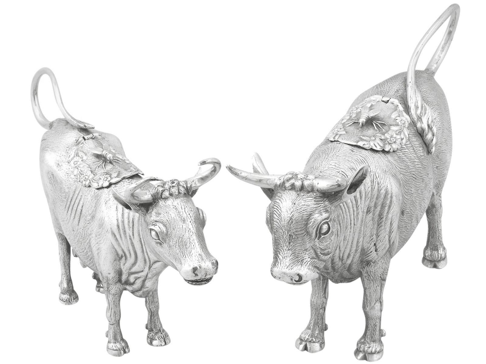 Continental Silver Cow Creamers - Antique c.1880 (1 of 14)
