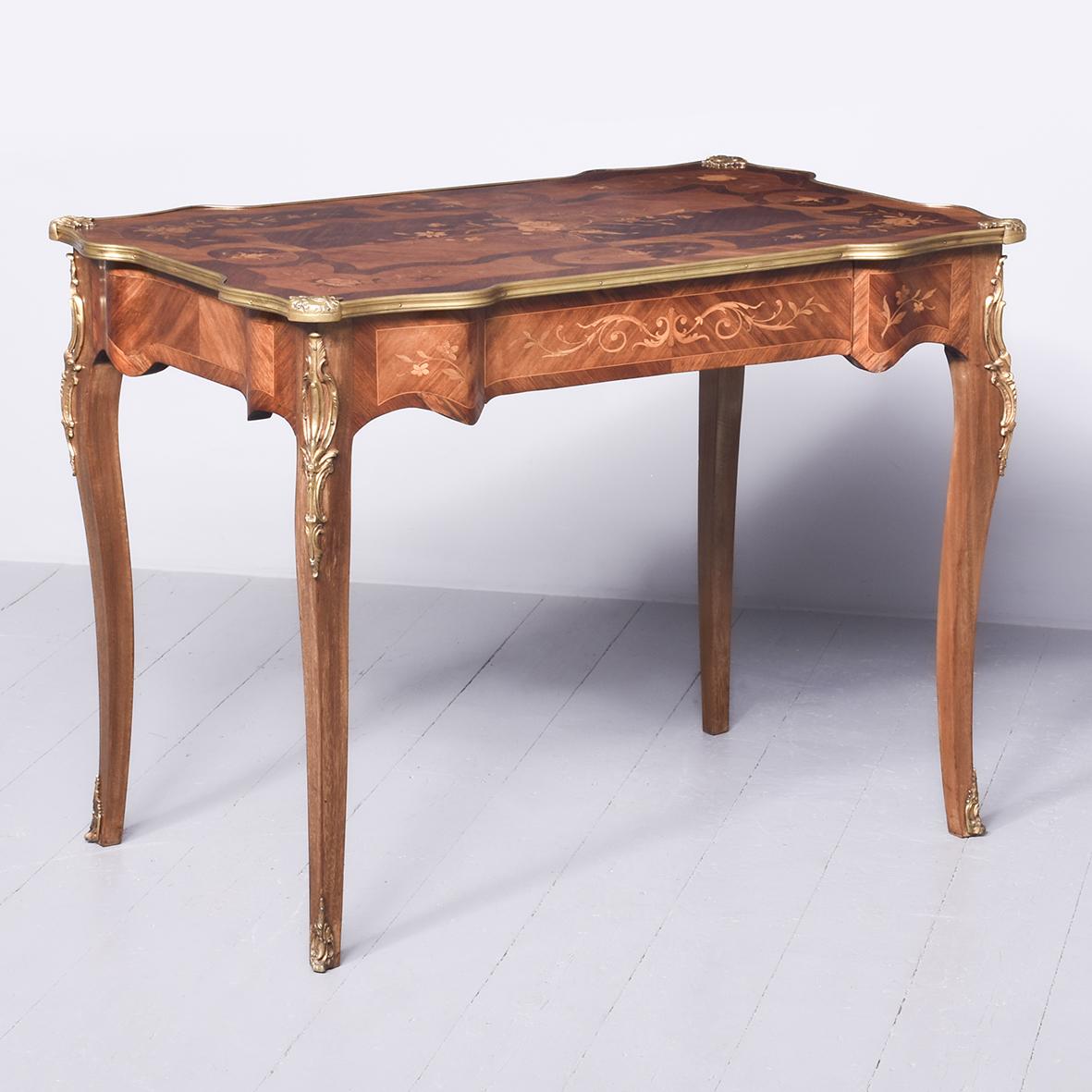Marquetry Inlaid Brass Mounted Walnut Free Standing Table (1 of 10)