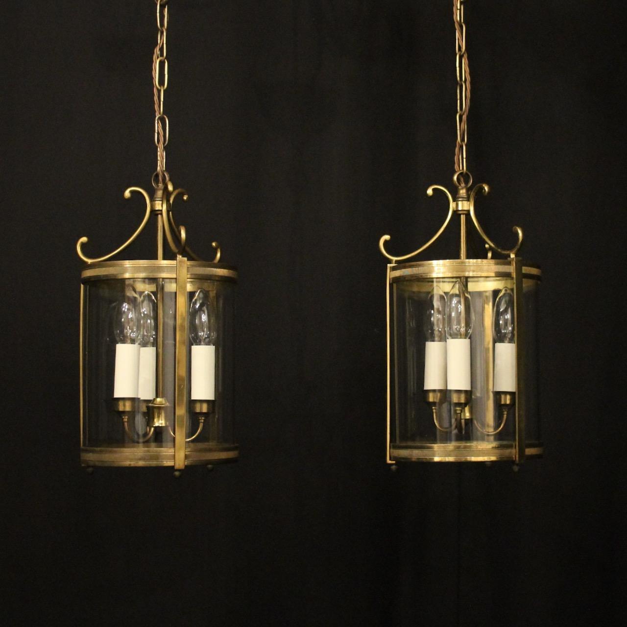 French Pair Of Gilded Convex Antique Lanterns (1 of 10)