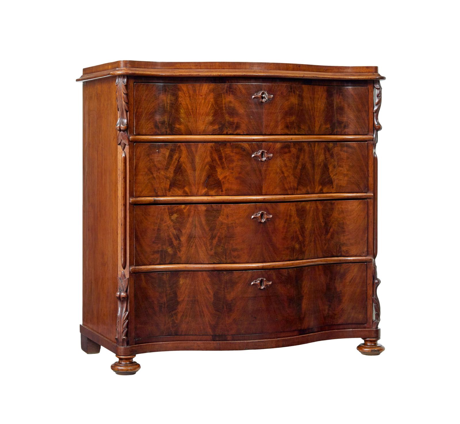 19th Century Swedish Serpentine Mahogany Chest of Drawers (1 of 10)