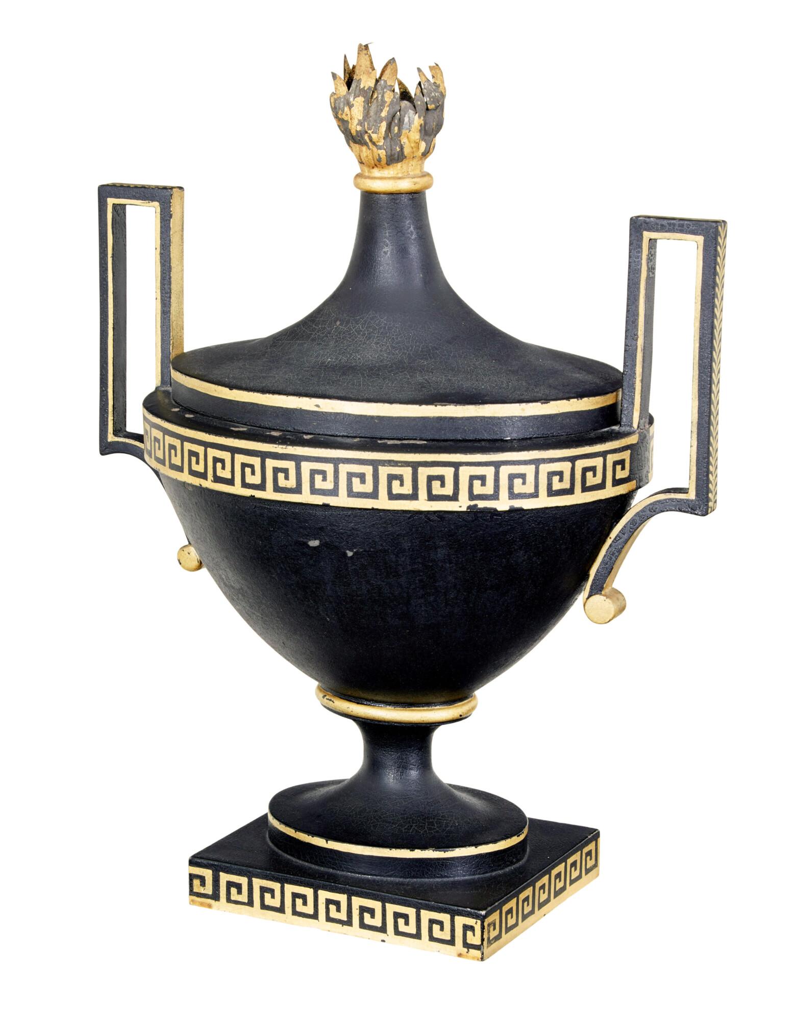 Early 19th Century Empire Toleware Decorative Urn (1 of 6) Early 19th Century Empire Toleware Decorative Urn (1 of 6)