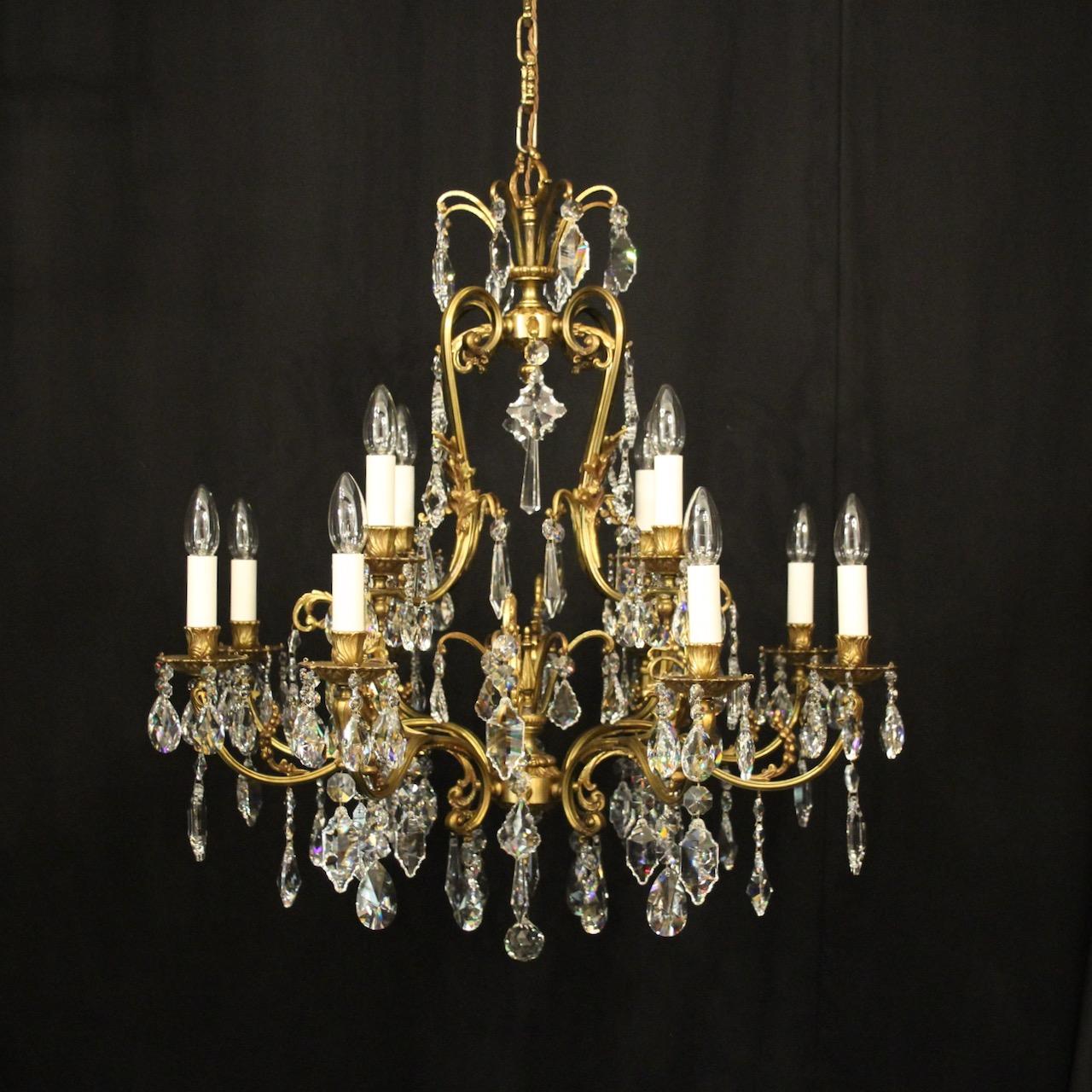 French Gilded 12 Light Crystal Chandelier (1 of 10)