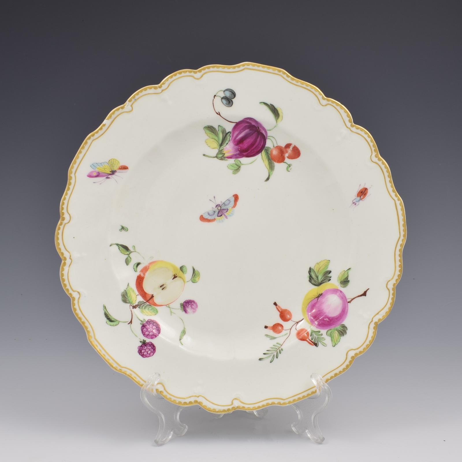 Chelsea / Derby James Giles Decorated Porcelain Fruit Painted Dessert Plate c.1770 (1 of 7)