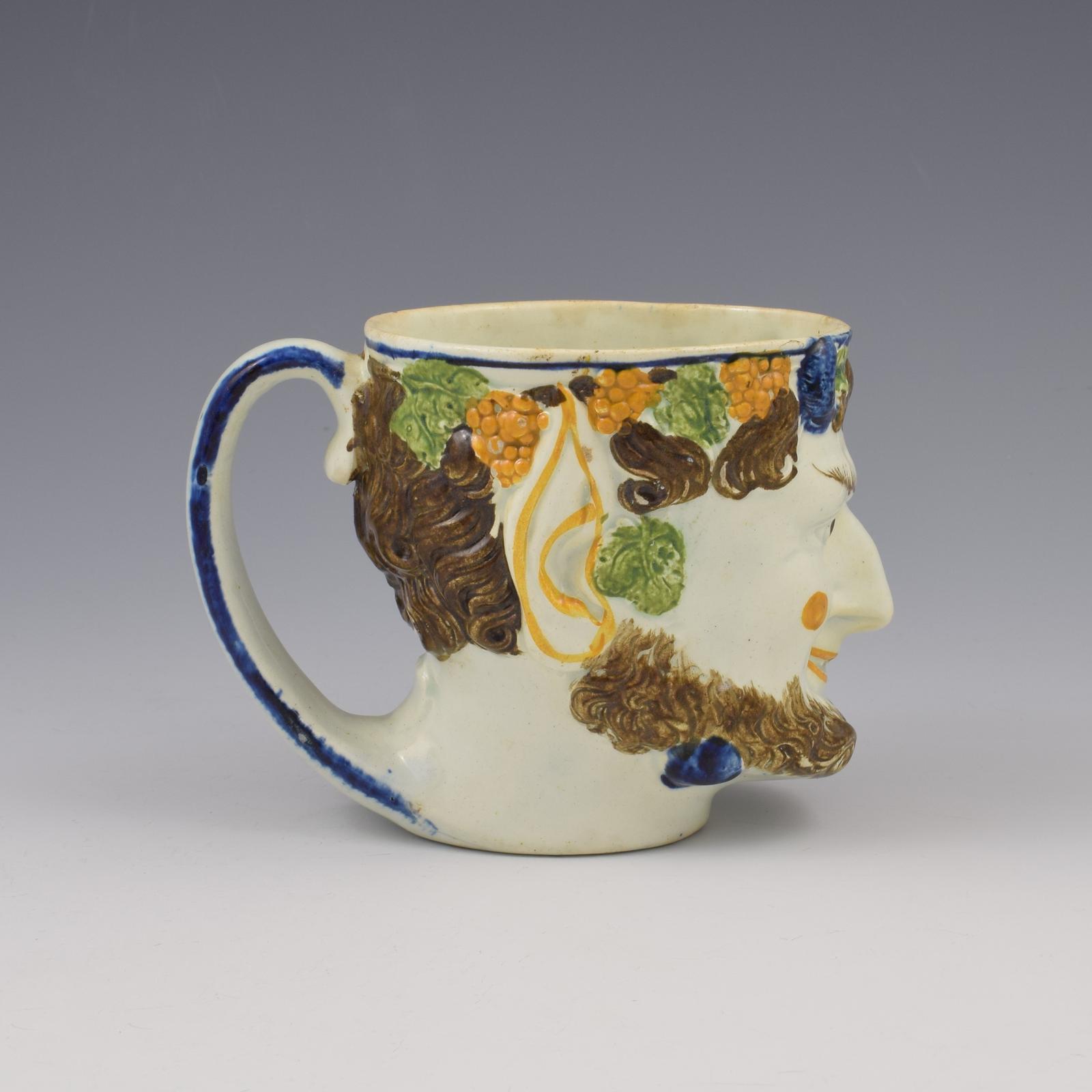Fabulous Staffordshire Prattware Pearlware Bacchus Satyr Mug c.1800 (1 of 13) Fabulous Staffordshire Prattware Pearlware Bacchus Satyr Mug c.1800 (1 of 13)