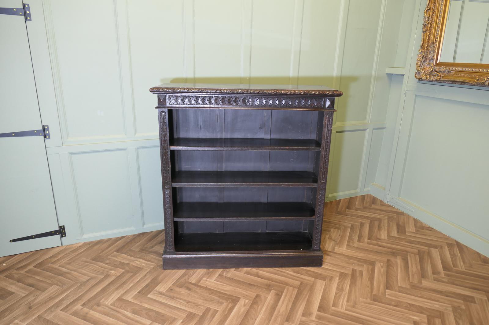 Carved Oak Open Bookcase (1 of 9)