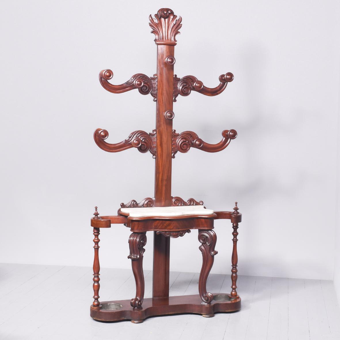 Magnificent Tall William IV Carved Mahogany Hall Stand (1 of 11)