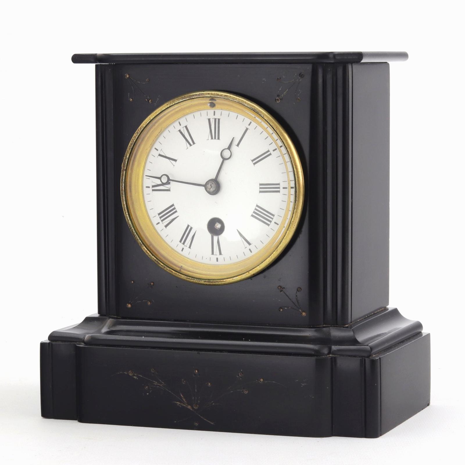 19th Century French Small Black Slate Mantel Clock c.1880 (1 of 10) 19th Century French Small Black Slate Mantel Clock c.1880 (1 of 10)