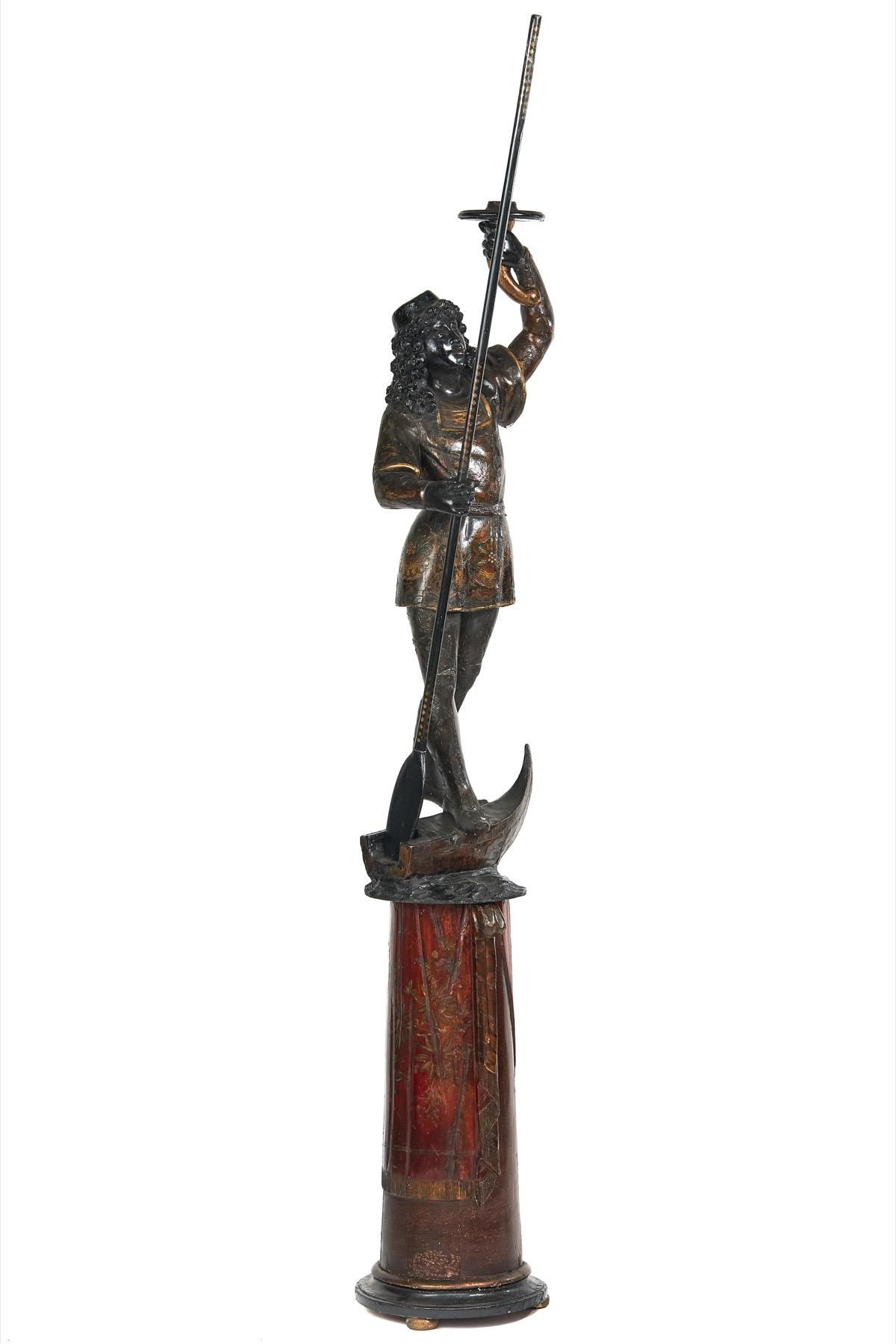 C19th Venetian Carved Gondolier Figure Candlestand (1 of 11)